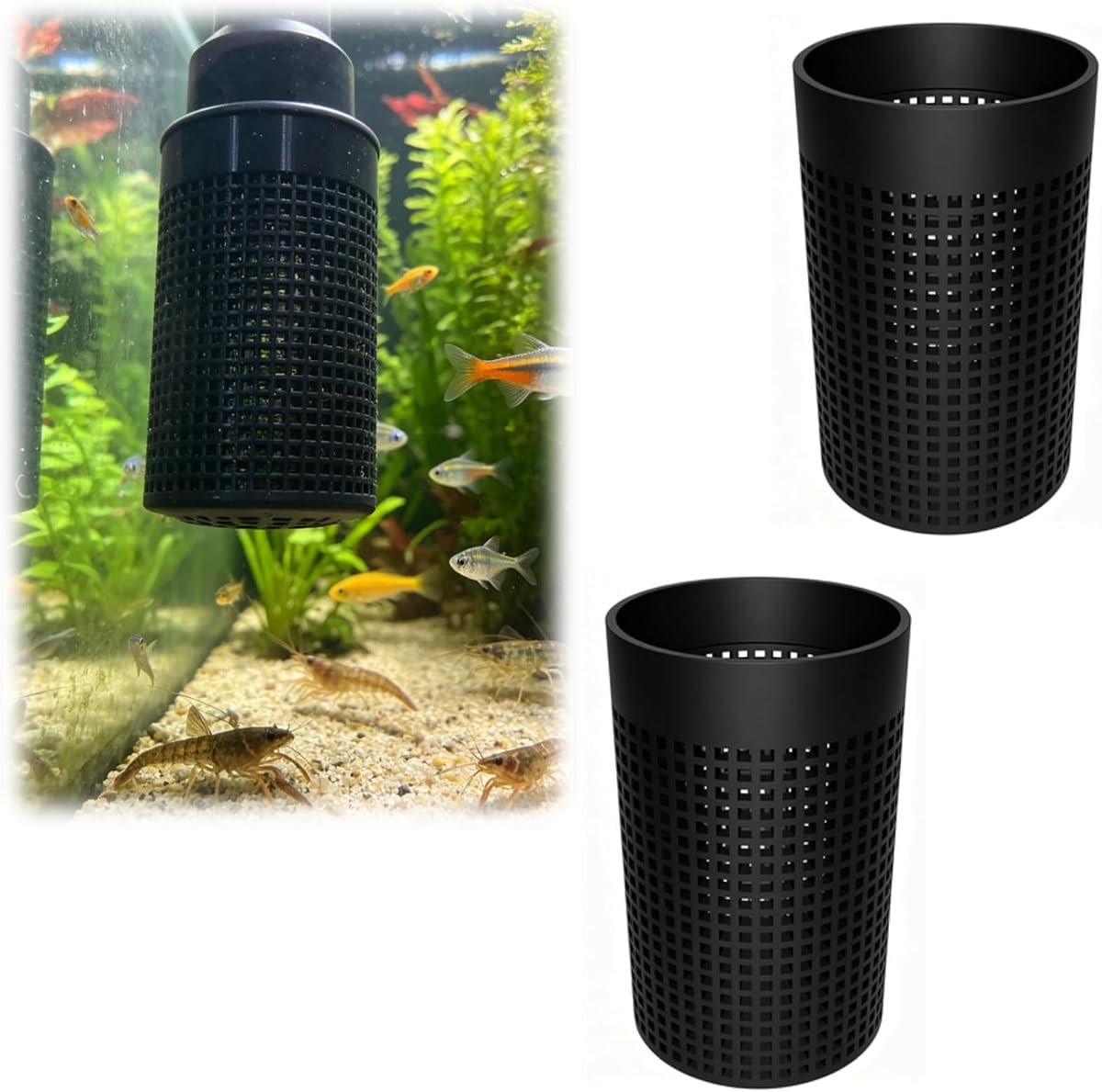 Canister Filter Shrimp Inlet Protection Net Compatible with Fluval 307/407, Intake Strainer Cover, Aquarium Pre-Filter Mesh Guard(2Pcs)