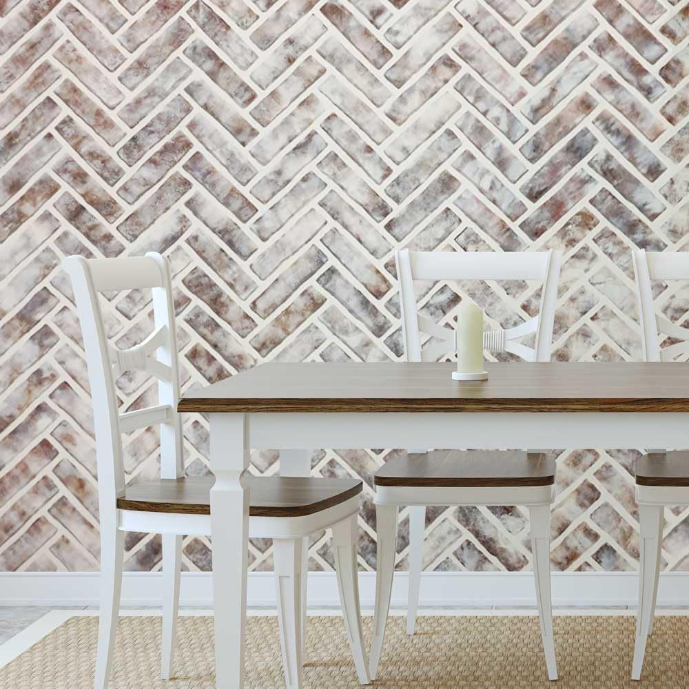 Herringbone Brick Allover Stencil - Wall Painting Stencils for Easy Room Makeover – Large Stencil for Painting Walls – Stenciling Instead of Wallpaper Saves Money – Quality Stencils for Walls