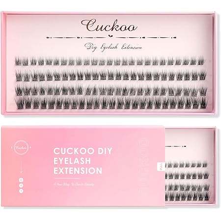 Cuckoo Cluster Lashes Individual False Eyelashes Extension, DIY Eyelash Extensions, 3D Fluffy Effect C Curl Mixed Length Individual Cluster Lashes(9mm*25 12mm*50 15mm*25), 100 Pcs Volume Lash Clusters