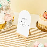 Vista 3 de Crisky Tarjetas de números de mesa con diseño de arco para bodas, aniversarios, cumpleaños, despedidas de soltera. Diseño negro de doble cara 4 x 6