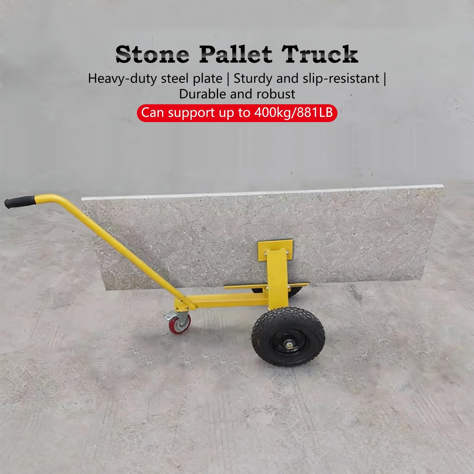 Carrello per Movimentazione di Lastre di Marmo per Impieghi Gravosi, Carrello per Pannelli in Pietra, Carrello di Trasporto con Ruote, Capacità di Carico 880lb/400kg