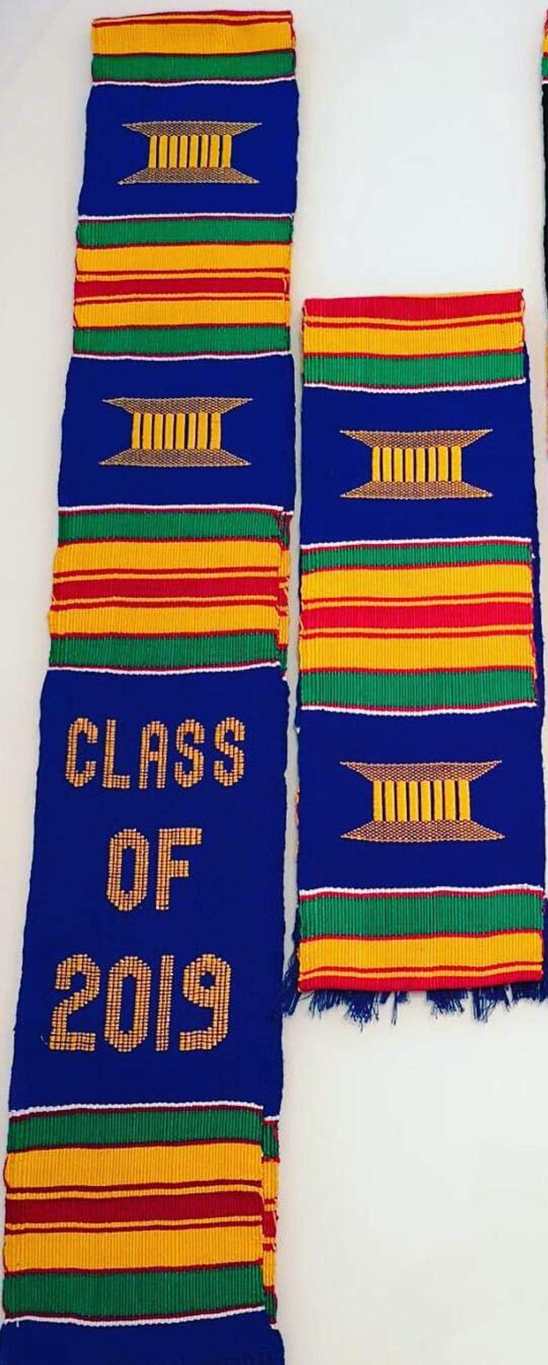 Class of 2019 Handwoven Kente Graduation Stole (Blue & Gold)