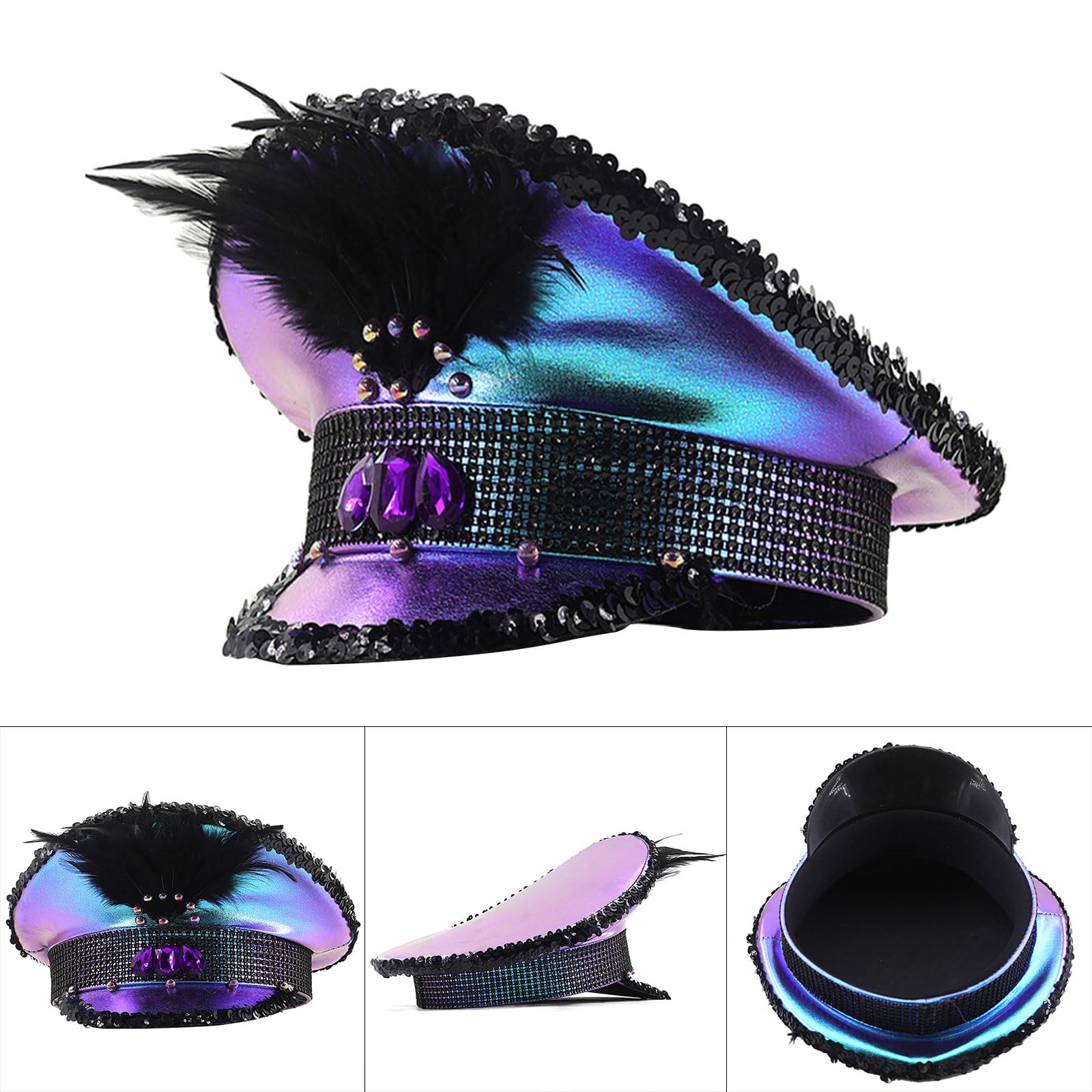 Cappello per adulti con paillettes/strass, per feste di fine anno, feste di addio al nubilato