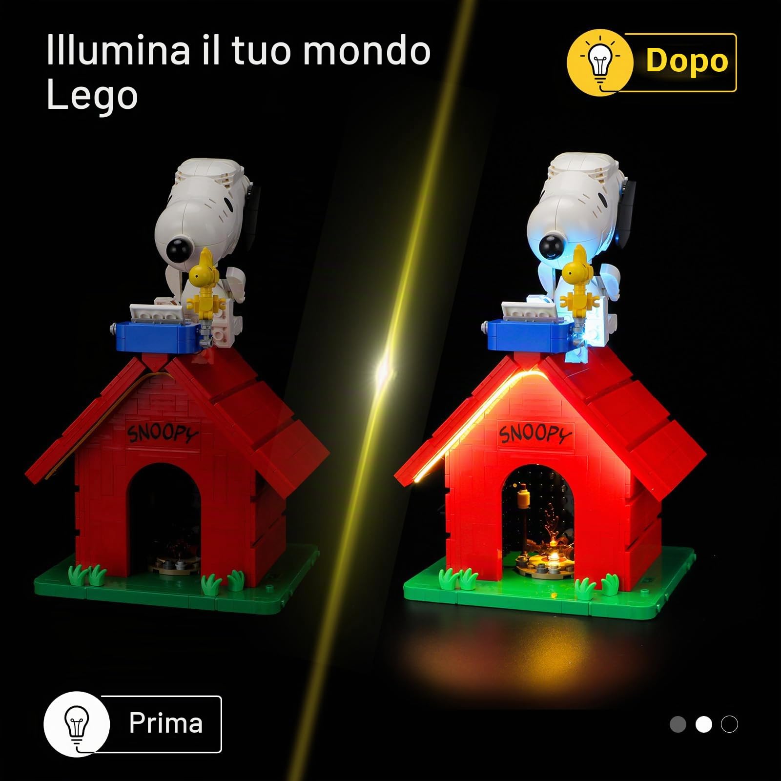 YEABRICKS Luce LED per Lego 21368 Ideas Peanuts: Snoopy's Doghouse Building Blocks Model - Regalo per collezionisti e hobbisti (set da costruzione non incluso)