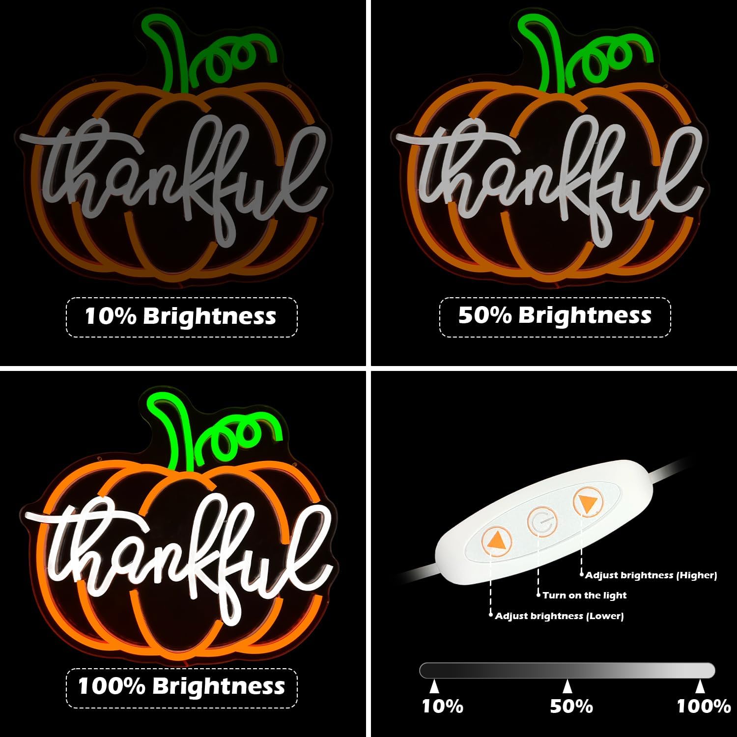 Thankful Pumpkin Neon Sign Thanksgiving Led Sign Fall Neon Light Sign for Bedroom Party Halloween Autumn Decor Present - Image 5