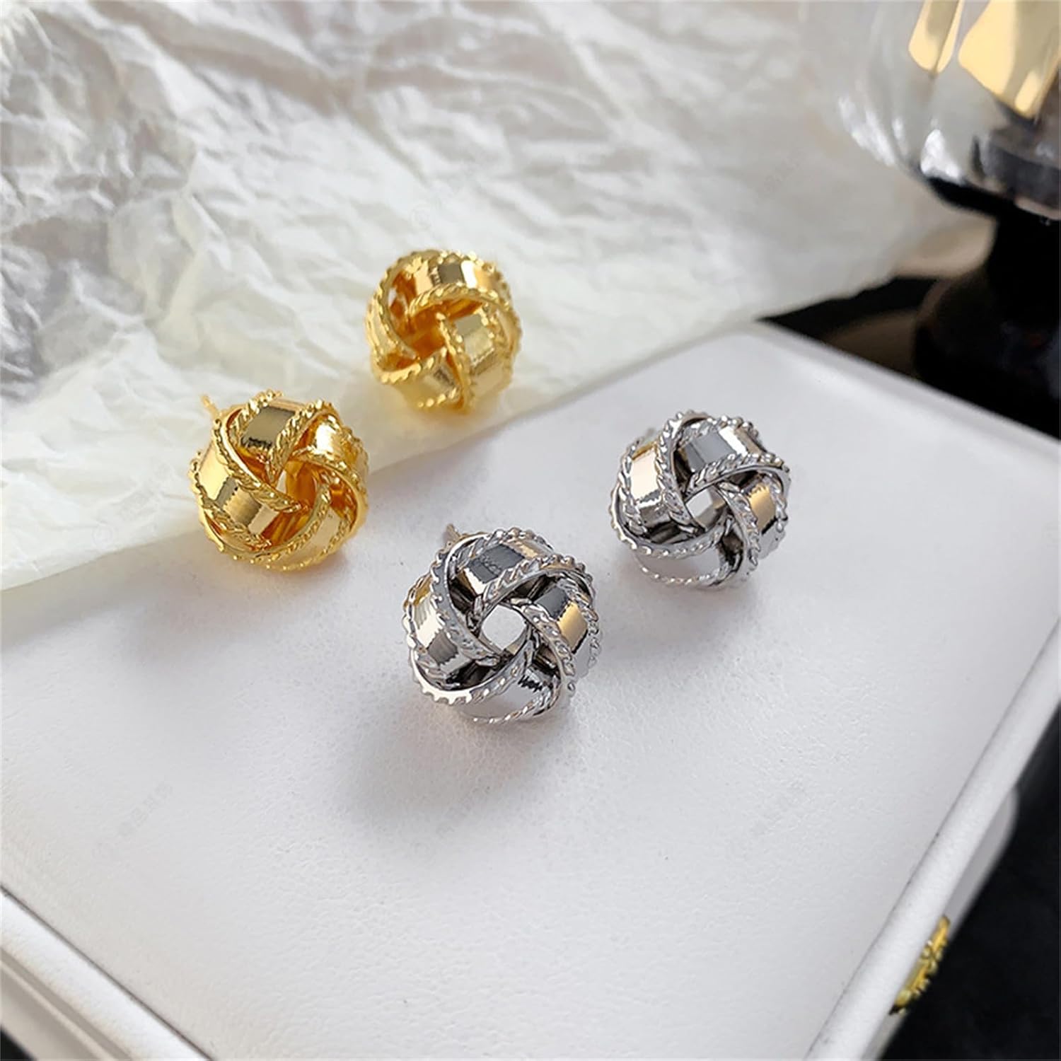coadipress 2 Pairs Gold Knot Stud Earrings for Women Dainty Fashion 14K Gold Plated Minimalist Love Knot Stud Statement Earrings Birthday Party Charm Jewelry - Image 6