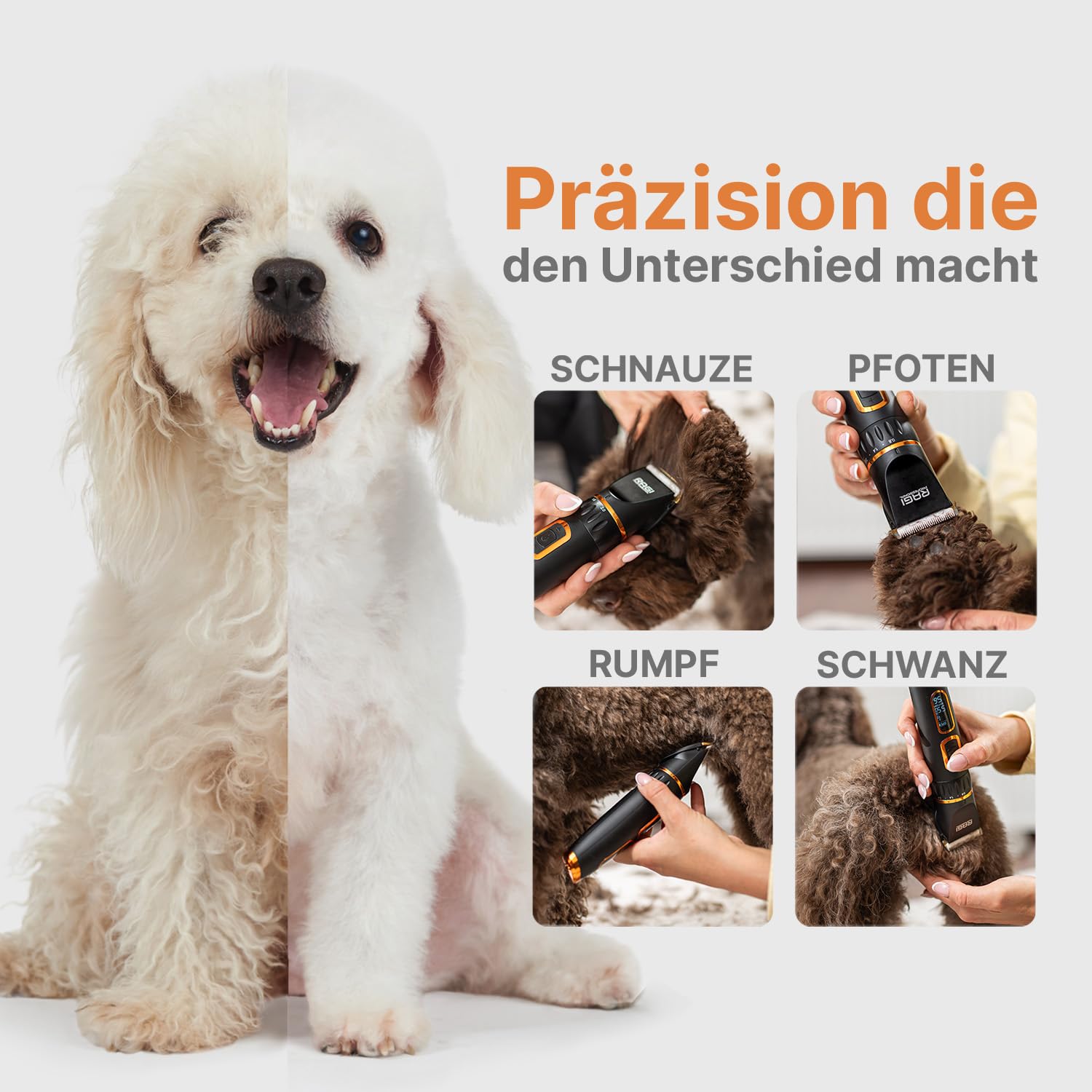 RAGI Tondeuse pour chien - Tondeuse sans fil - Silencieuse et rechargeable - Tondeuse à poils d'animaux - Noir