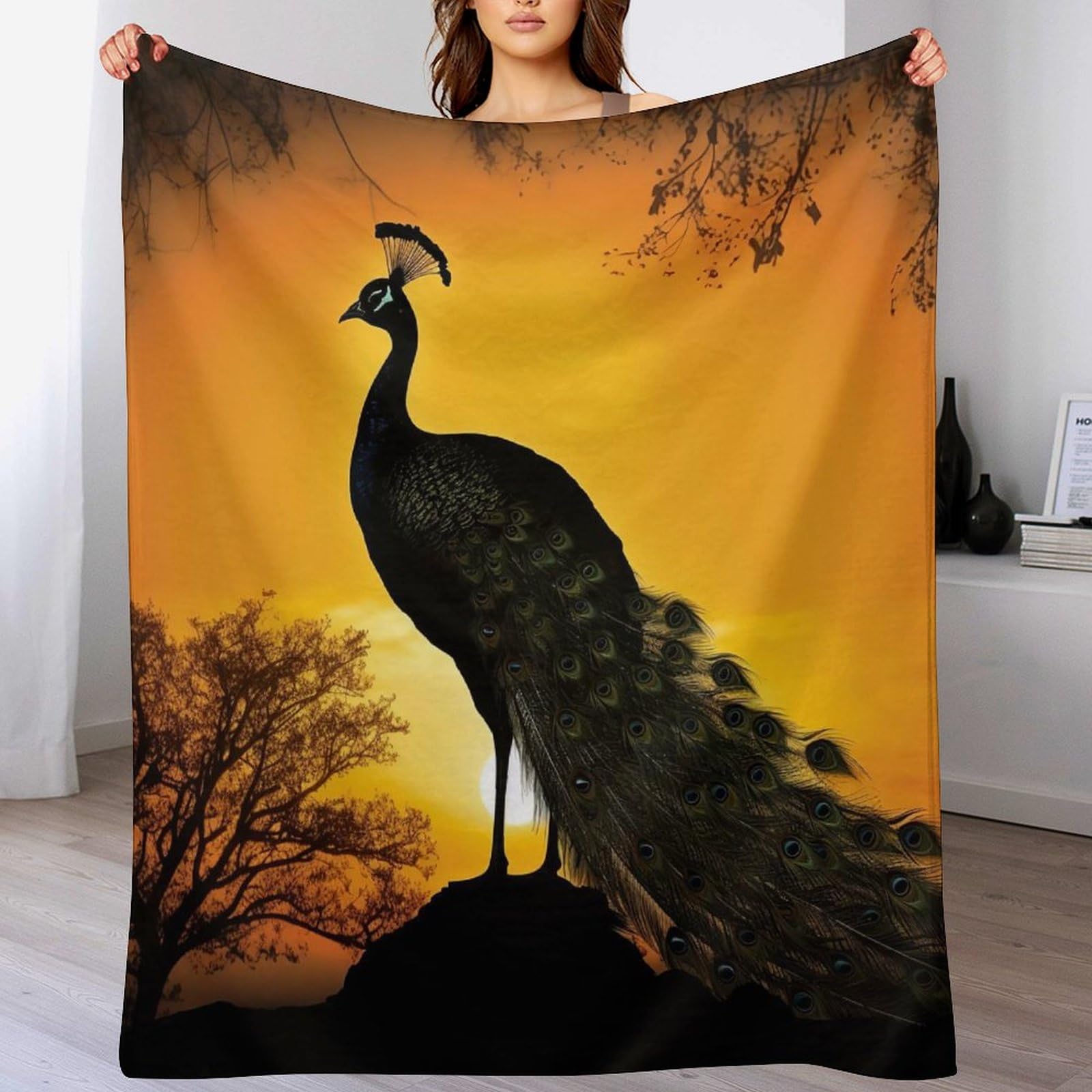 Couverture polaire paon douce en flanelle pour envelopper votre intérieur de douceur