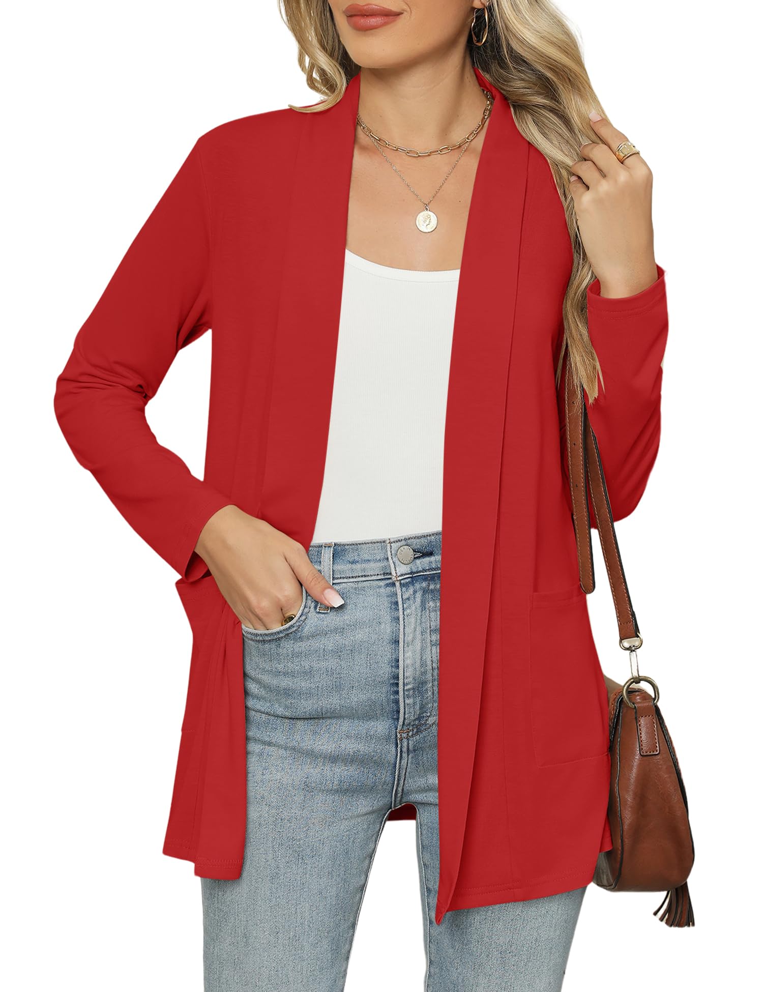 Micoson Long Sleeve Lightweight Thin 2025 Summer Cardigan for Women Casual Loose Fit Kimono Cover Up with Pockets
