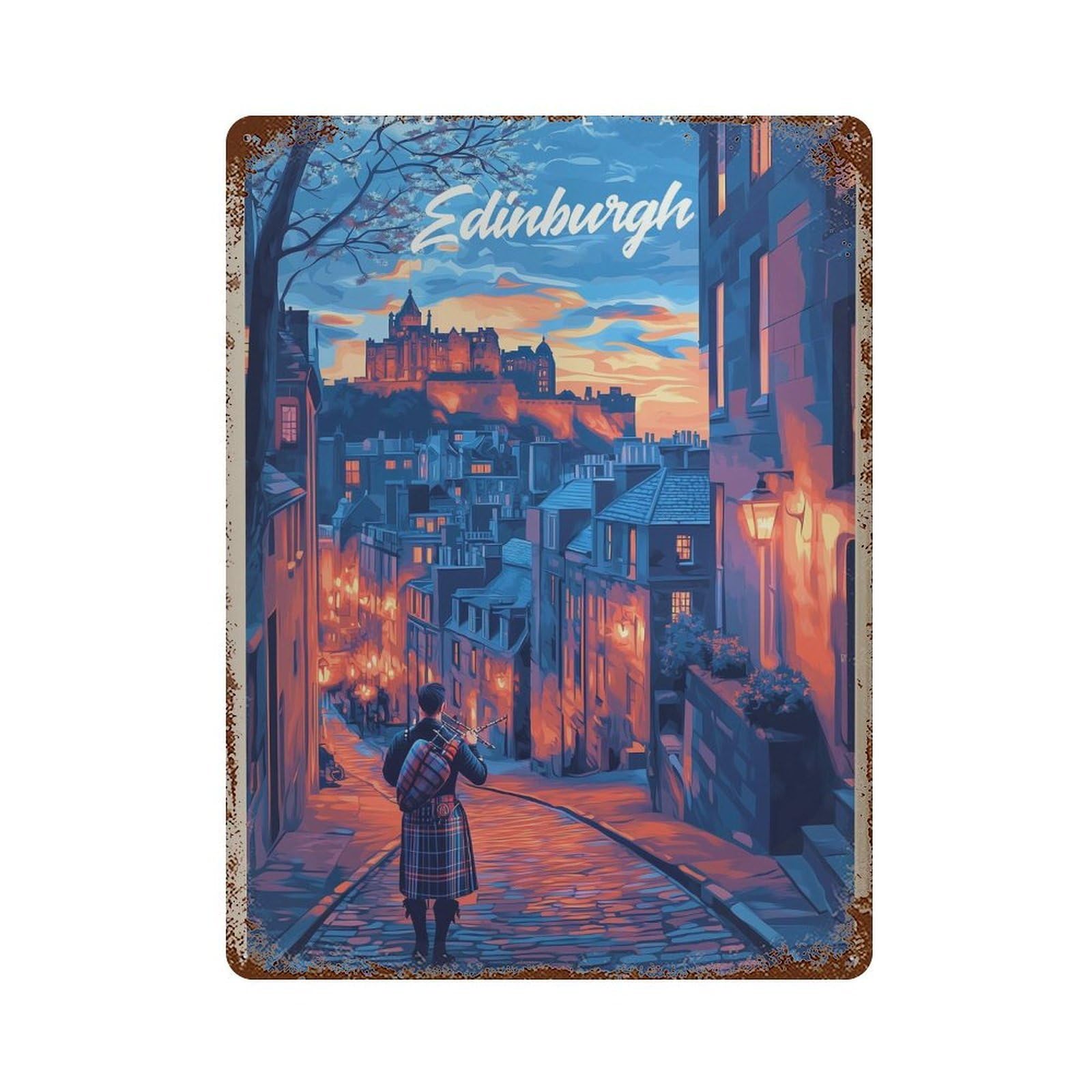xiaoxiaoshen Edinburgh Scotland Travel Kilt Wall Decor Art Metal Tin Poster Modern Home Decor Art Home Bar Shop Decorations Vintage Sign 40x30cm