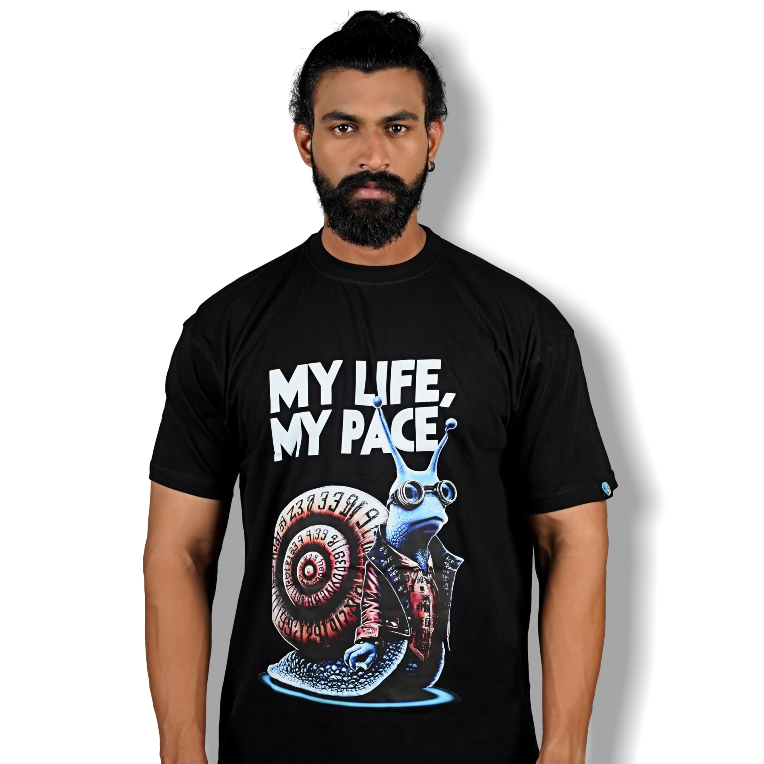 ZILLENIALSMen's T-Shirt Regular Fit Half Sleeve Round Neck Pure Cotton Tshirt My Life My Pace Graphic Printed Tshirt