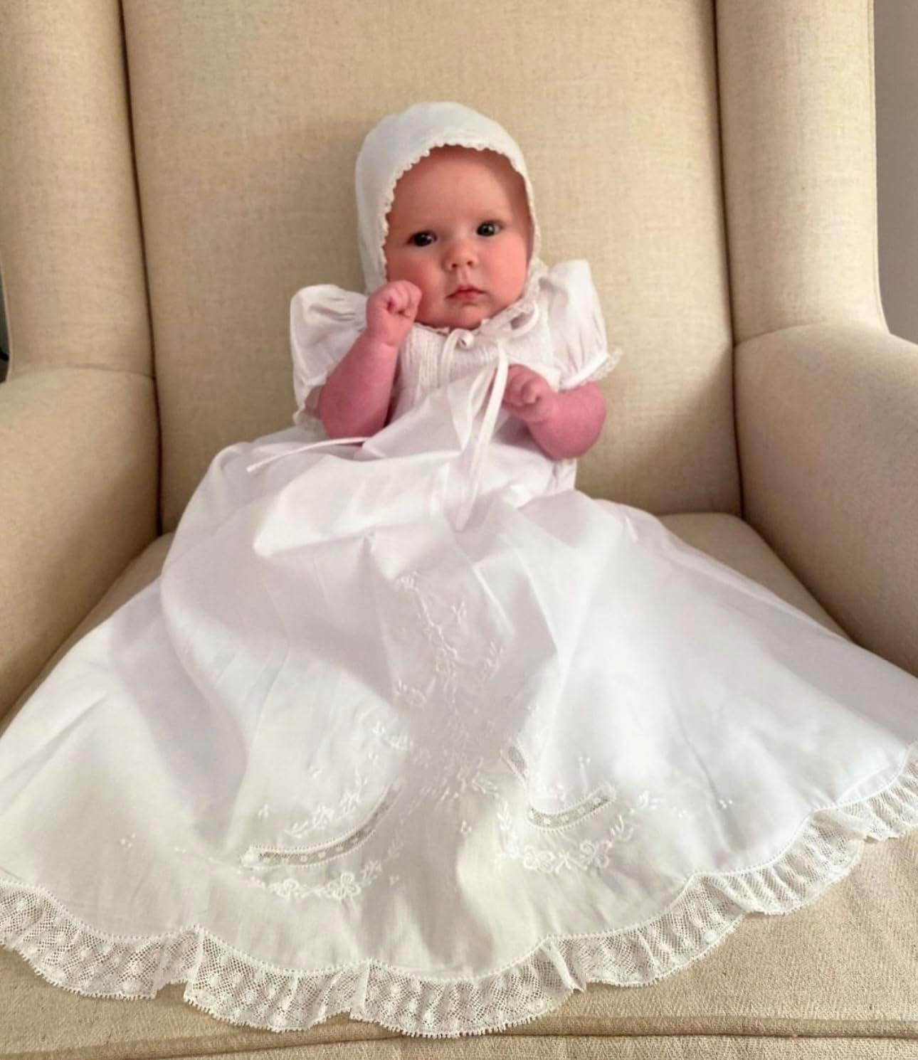 Feltman Brothers Infant Girls White Christening Baptism Gown NB/3M