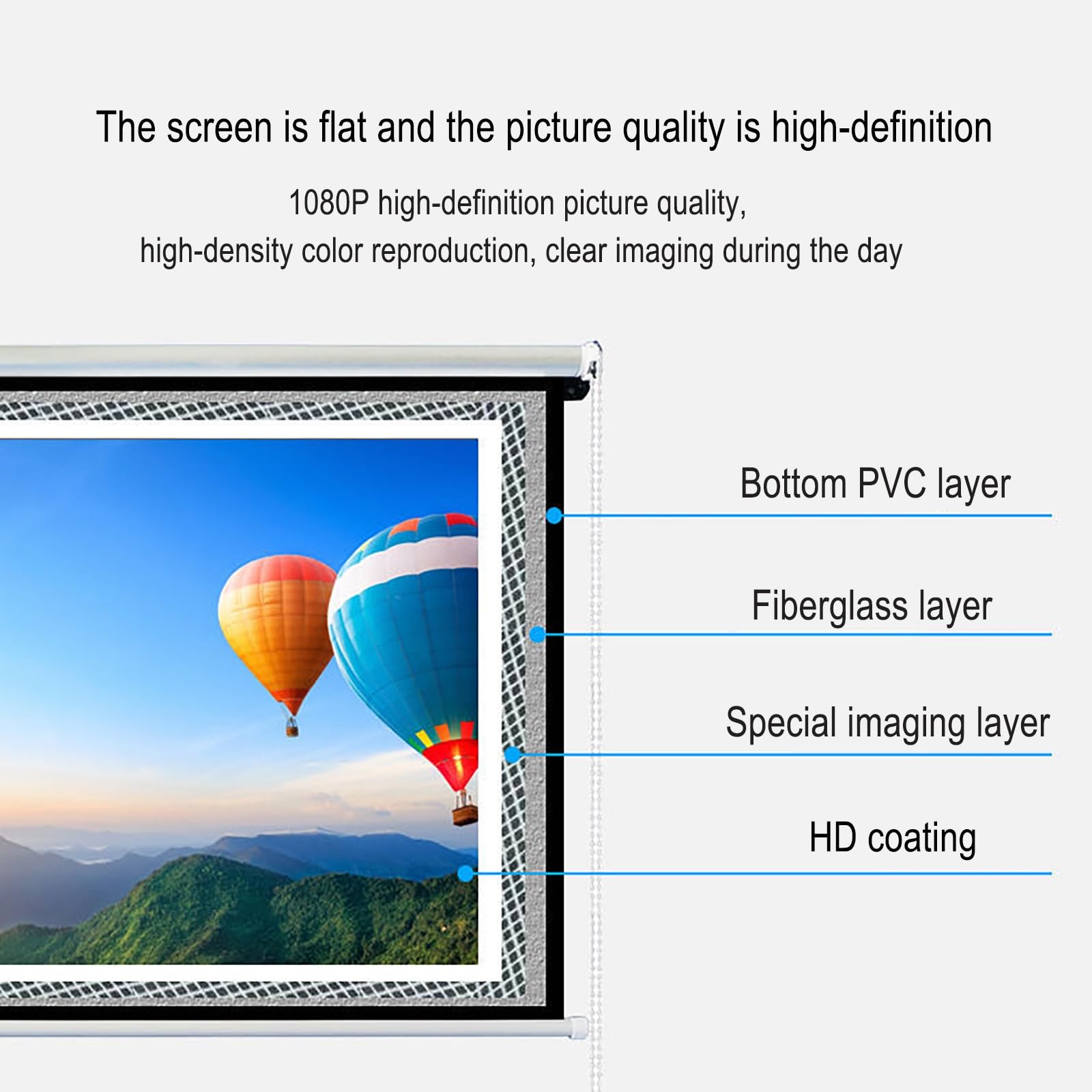 Przenośny ekran projekcyjny, Wall Ceiling Mounted Pull-Down Projector Screen 4:3/16:9 60-72 inch Multicolor(Gray Fiberglass,4:3 72in)