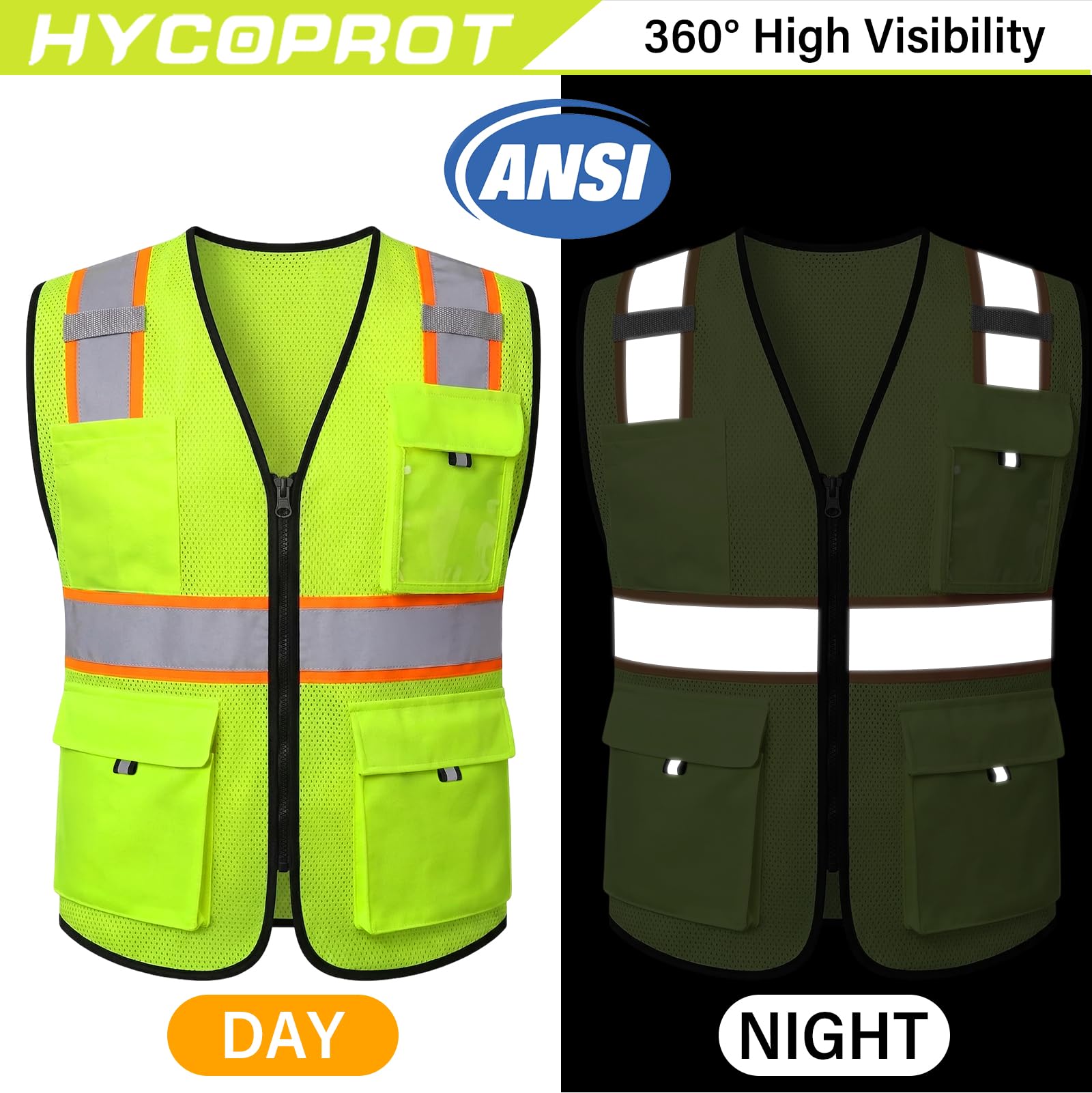 Snapklik.com : HYCOPROT High Visibility Safety Vest Hi Vis Reflective ...