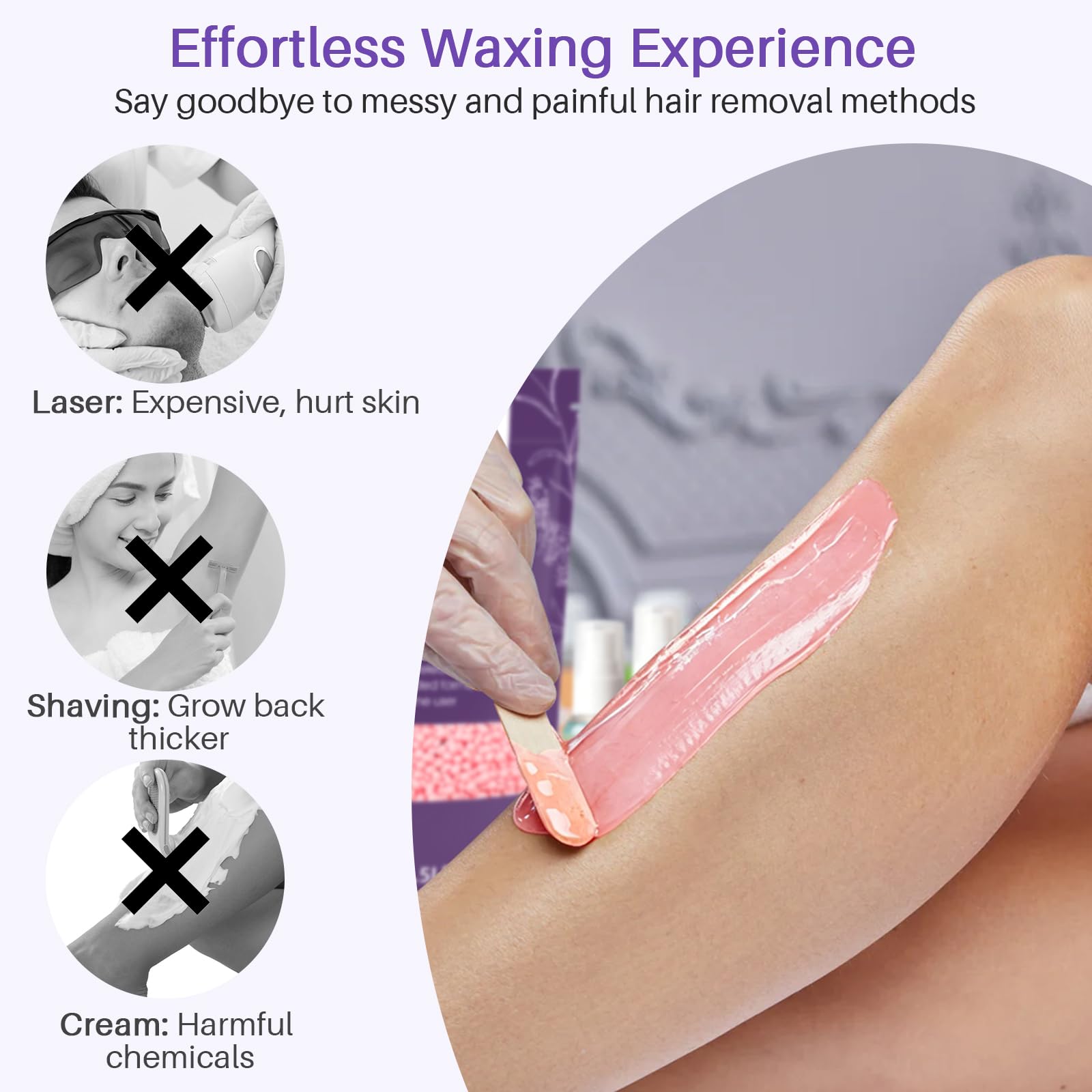 BLITZWAX 1,1 kg di perle di cera dura per depilazione rosa ceretta fagioli per pelle sensibile, viso, sopracciglia, brasiliana, gambe e bikini – con 2 bastoncini di silicone, detergente pre-cera e
