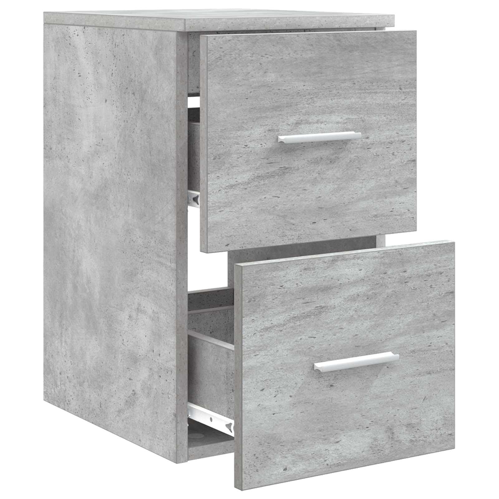 Mueble de baño gris hormigón de madera, 30 x 41 x 50 cm, con 2 cajones, asas plateadas, organizador de almacenamiento para baño, interior