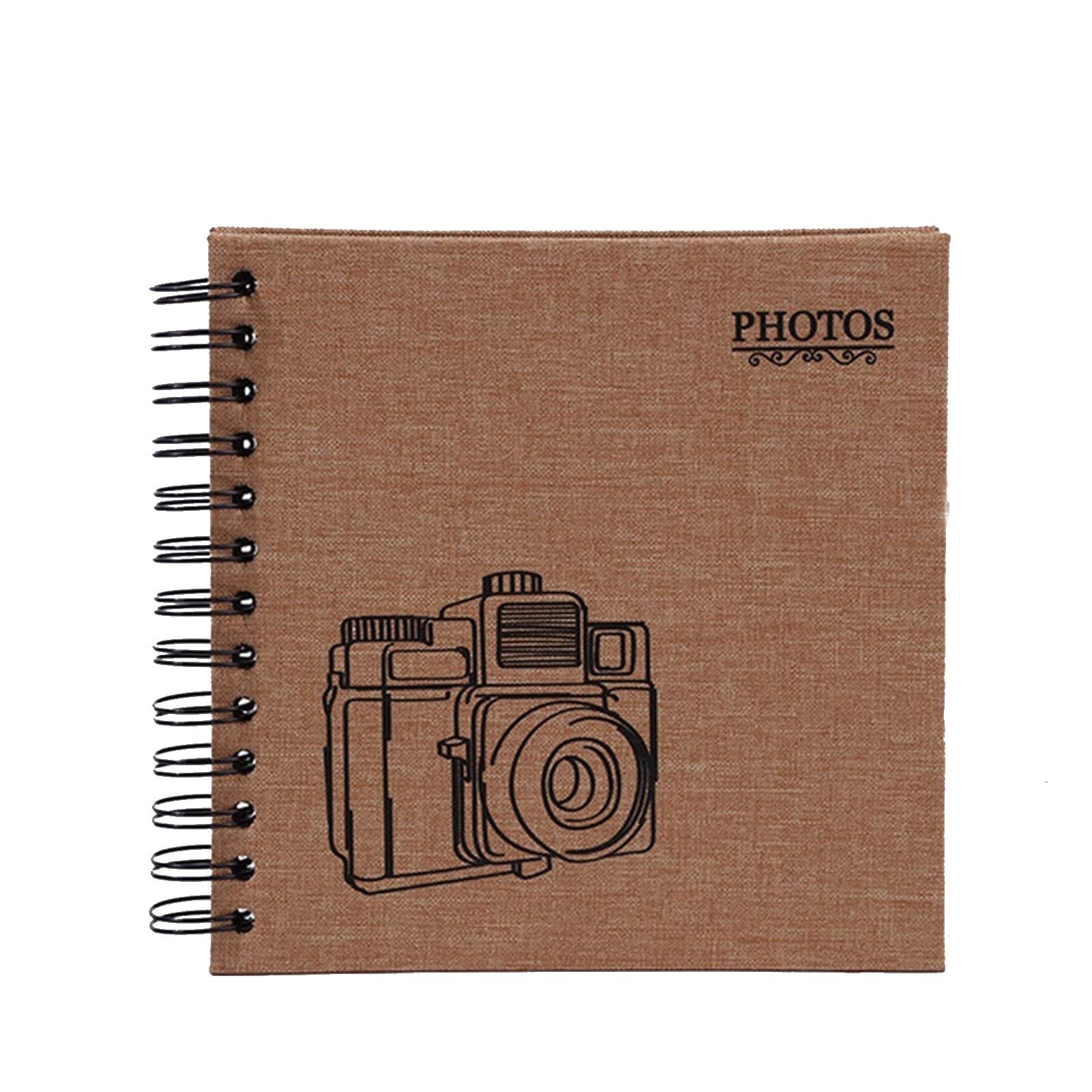 Album photo 4x6 en lin café avec pages noires pour scrapbooking créatif