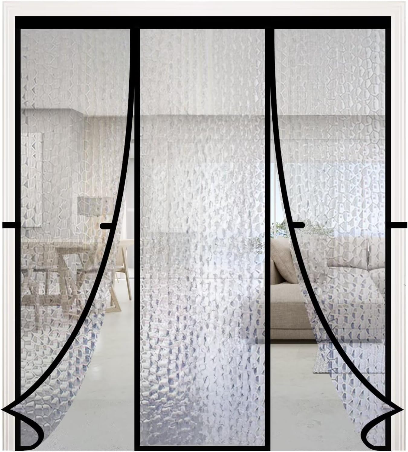 RELIANCER Magnetic Thermal Insulated Double Door Curtain,Waterproof EVA Doors Cover,Fit Doors Size 74"x80",Self-Closing Insulated Doorway Curtain Partition,Temperature Protection Thermal Door Screen