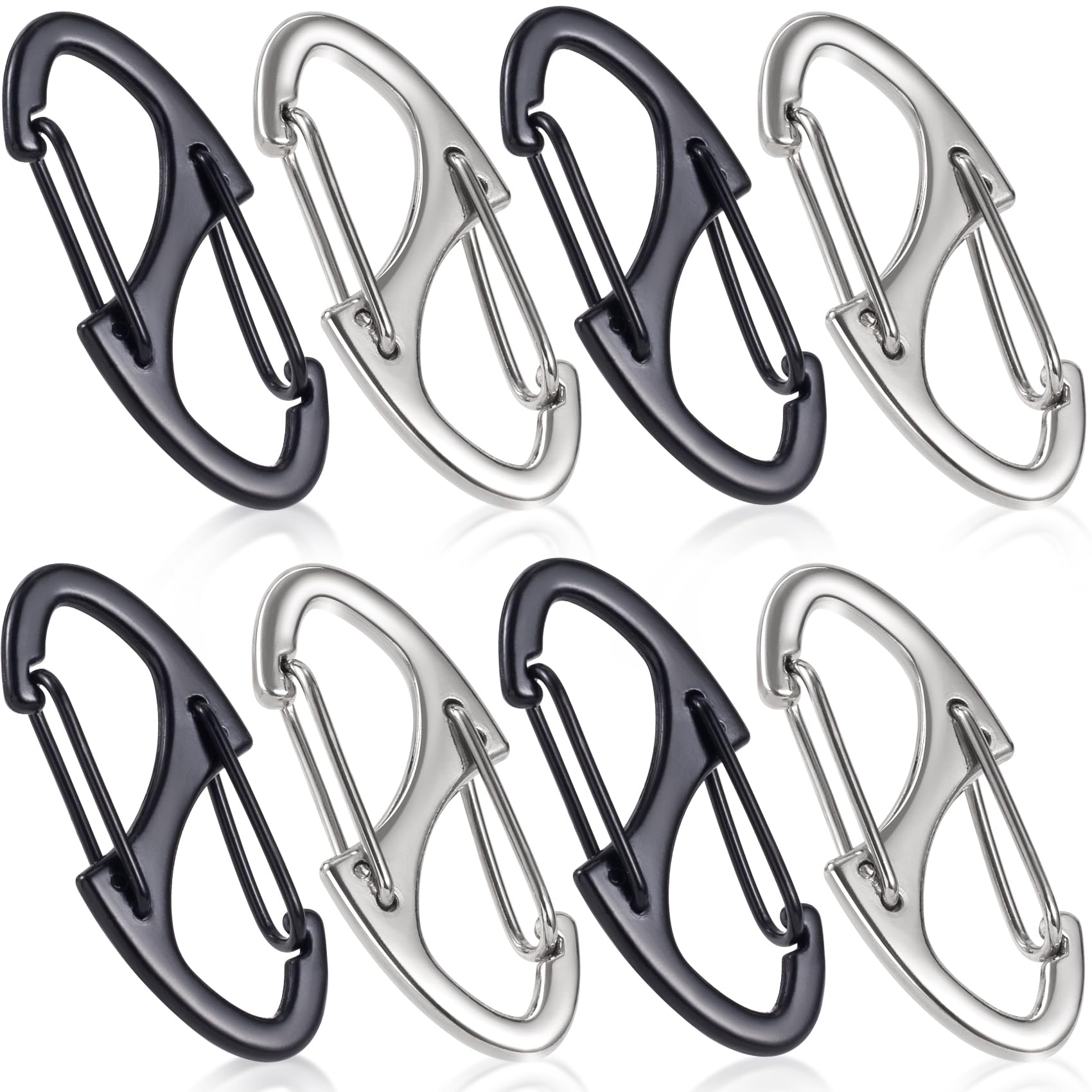 CustomyLife 8pcs Zipper Anti Theft Locks, S Dual Opening Spring Clip for Backpacks, Zinc Alloy Zipper Pller Replacement for Camping Hiking Fishing