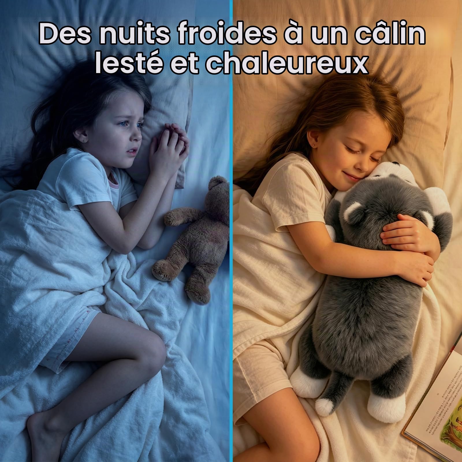 Mewaii Peluche Lestée Chien, Lavable, Poids Réglable, 2,3kg | Réfrigérable et Micro-ondable, Déco Mignonne Chambre/Bureau, Cadeau pour Enfants et Adolescents
