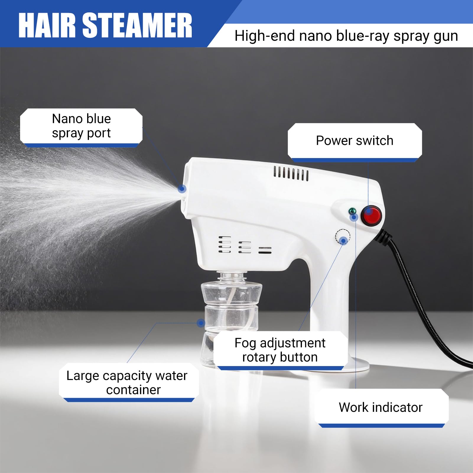 Portable multi purpose nano steam hair care wet spray hairdressing wet steam jet steam machine hairdressing hair dyeing tools for families, barber shops