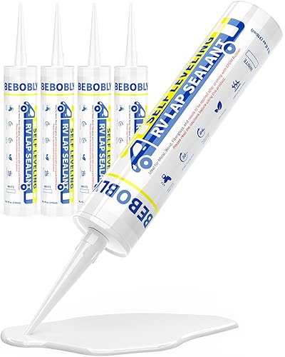 RV Roof Sealant 4 Packs, Self Leveling Lap Sealant White,