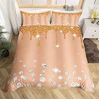 Vista 15 de Feelyou Juego de ropa de cama con estampado plateado con purpurina (sin purpurina), decoración de fiesta, funda de edredón morada para niñas, funda