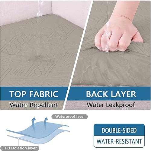 Miniatura 4 de hyha Fundas de cojín impermeables para sofá, fundas impermeables para sofá modular para mascotas, funda elástica lavable con parte inferior elástica