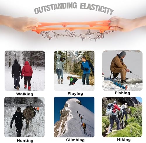 Miniatura 9 de Versión mejorada de crampones de tacos de hielo de tracción Walk, picos de acero inoxidable y silicona duradera, botas para senderismo en suelo