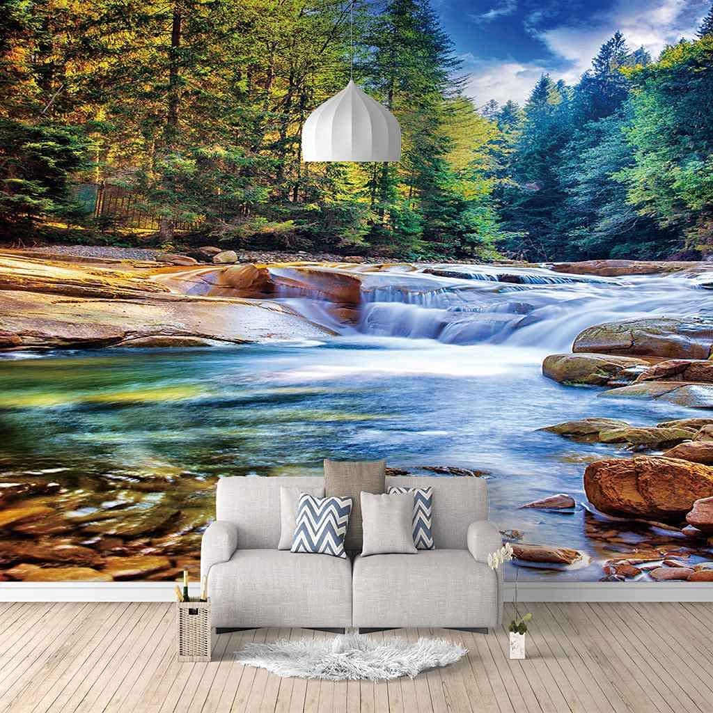 Papel Pintado Mural 3D Paisaje Del Arroyo Del Bosque Papel Pintado Mural 3D Papel Pintado De Pared Carteles De Pared Pegatina De Pared Borde Autoadhesivo Ladrillo Baño Dormitor 200(ancho)x150(alto) cm