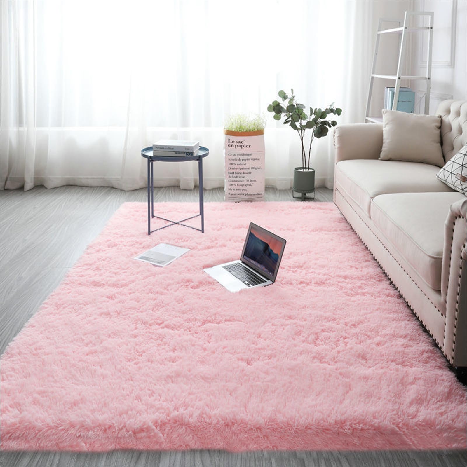 YUANWAN Living Room Area Rugs 90 x 150 cm(35 x 59inch) Thick Dense Pile Non Shed Fluffy Rug Soft Short Pile Living Room Rug for Bedroom for Bedroom Dining Room Office, Pink