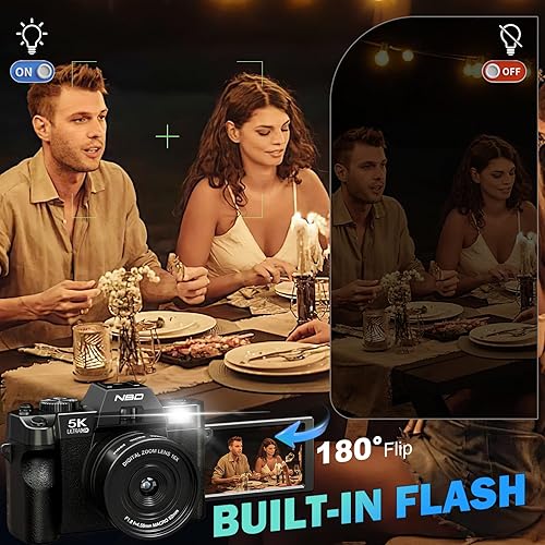 Miniatura 8 de Cámaras digitales True 5K 64MP para fotografía con gran angular y lente macro, Wi-Fi, enfoque automático de zoom 16X, tarjeta de 64 GB y 2 baterías,