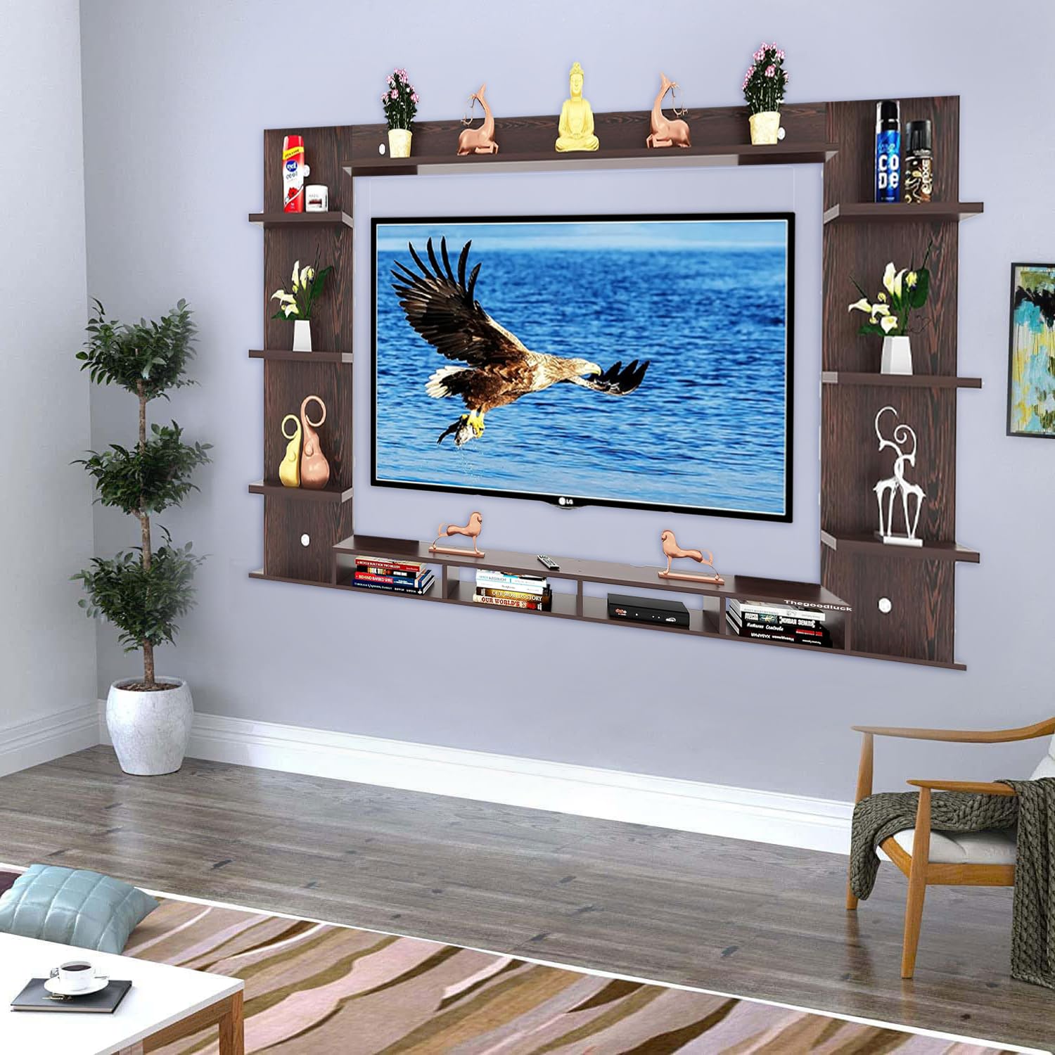 TheGoodLuck Wooden Made Wall Mount LED TV Cabinet Unit TV Stand