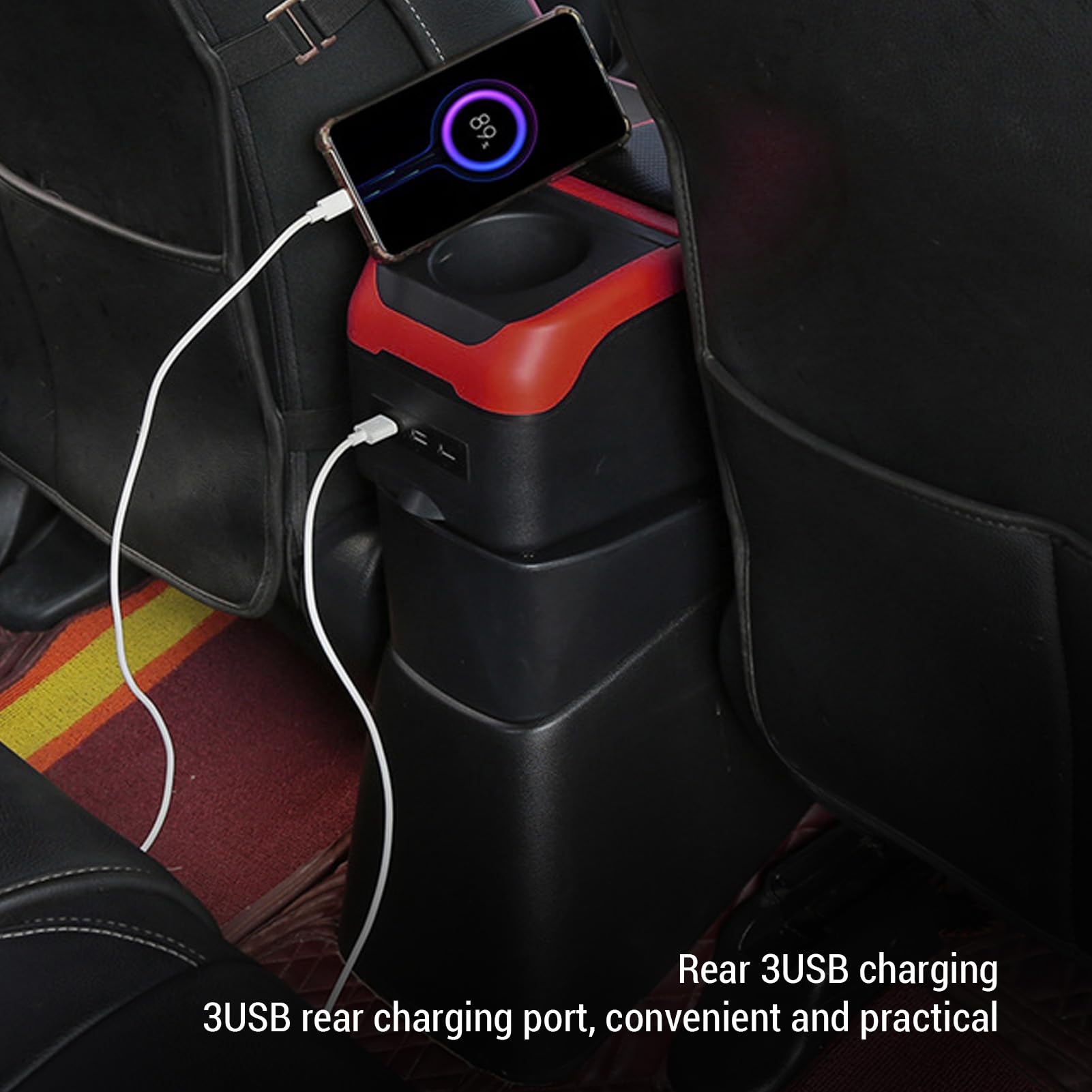 Universal Car Carsire Box Center Console Podłokietnik z 6 Portów ładowania USB Podwójnie Warstwy Car REPOLE Organizator SUV Truck Car (czerwony)