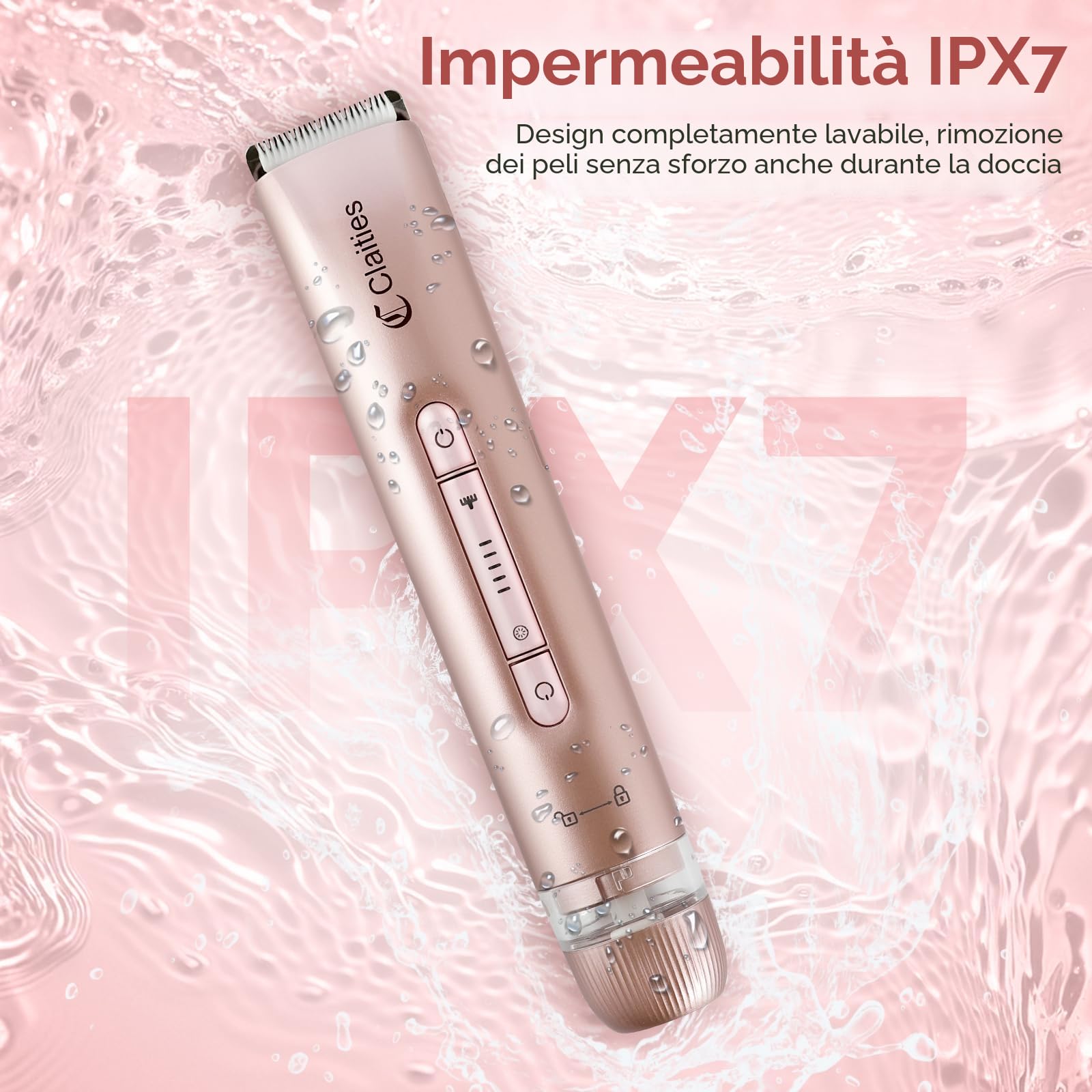 Rasoio elettrico da donna 2 in 1 per bikini a doppia testa, IPX7, impermeabile, per uso bagnato e asciutto, per rimuovere i peli del corpo e il viso, per bikini, ascelle, gambe, braccia, corpo viso