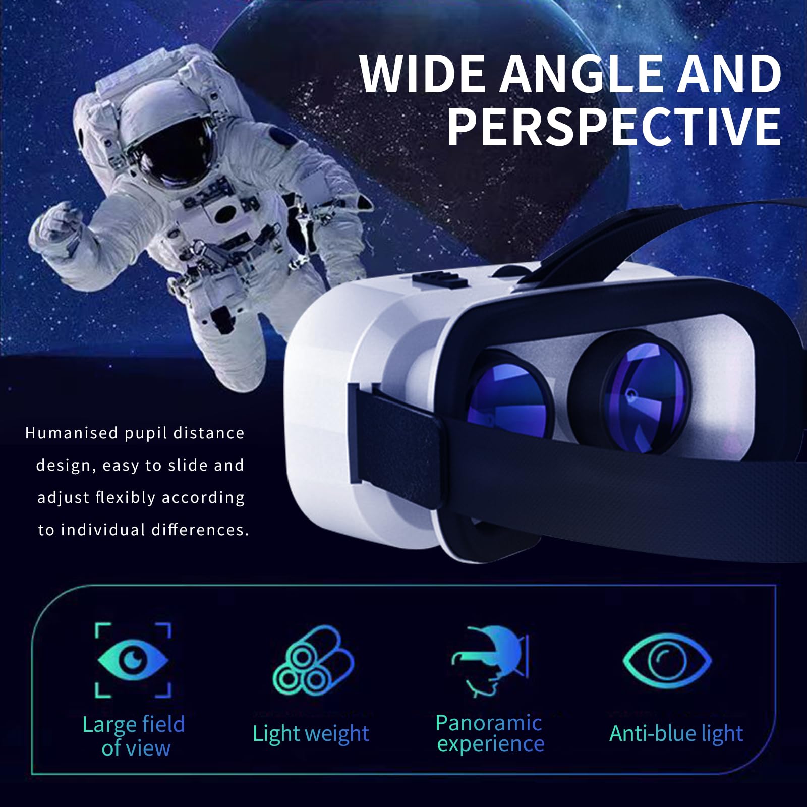 VR Headset for Cellphone, Virtual Reality 3D Glasses Headset, with Controller, with iPhone or Android Compatible 4.7-6.5 inch,for Movies & Mobile Games