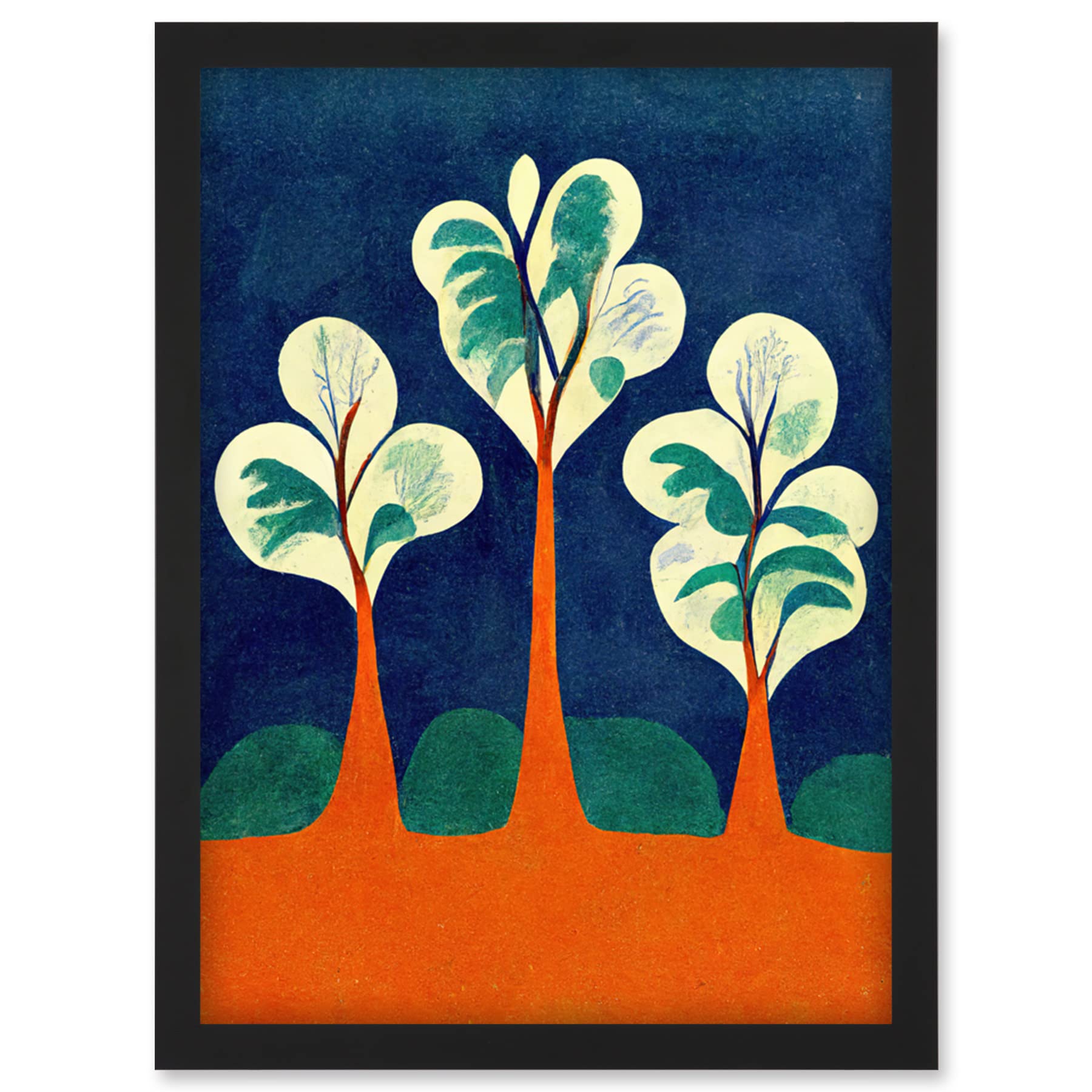Doppelganger33 LTD Henri Matisse Style Trees Fauvist Orange And Blue Artwork Framed Wall Art Print A4