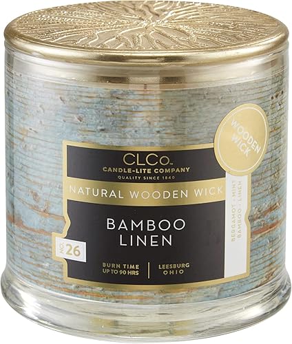 Miniatura 2 de CLCo. by Candle-Lite Company Wood Wick - Vela de mecha de madera de lino de bambú, vela perfumada para aromaterapia, tarro de vidrio, 90 horas de
