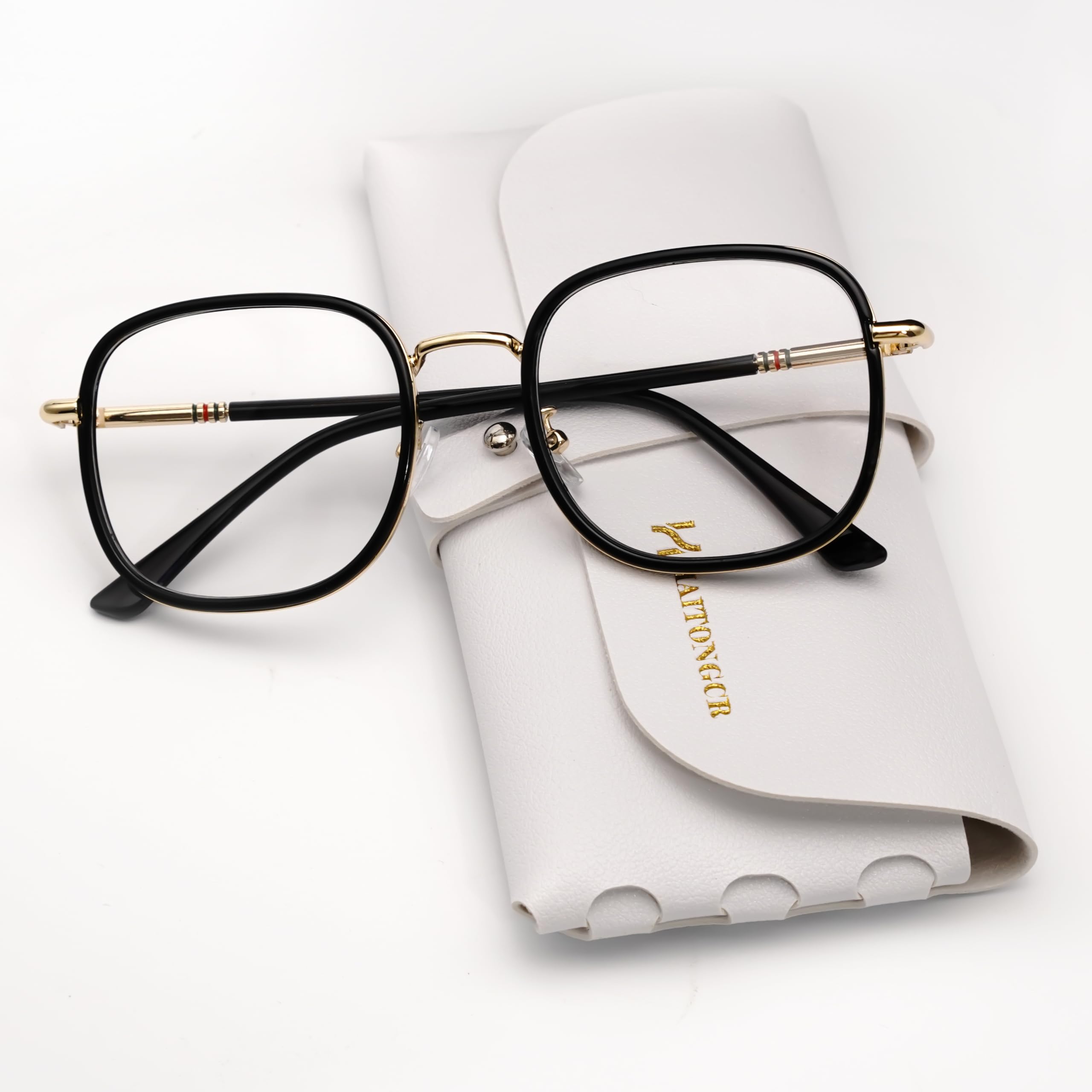 HAITONGCR Elegant Black & Cream Gold Anti-Blue Light Reading Glasses: A Timeless Blend of Sophistication & Protections R1124