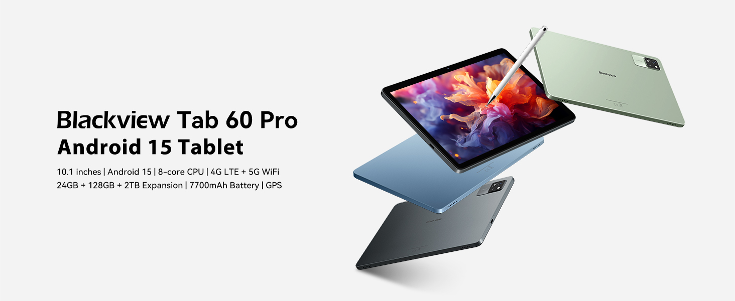 Blackview Tab60Pro Android 15 Tablet 10 Inch, 12GB+128GB(TF 2TB