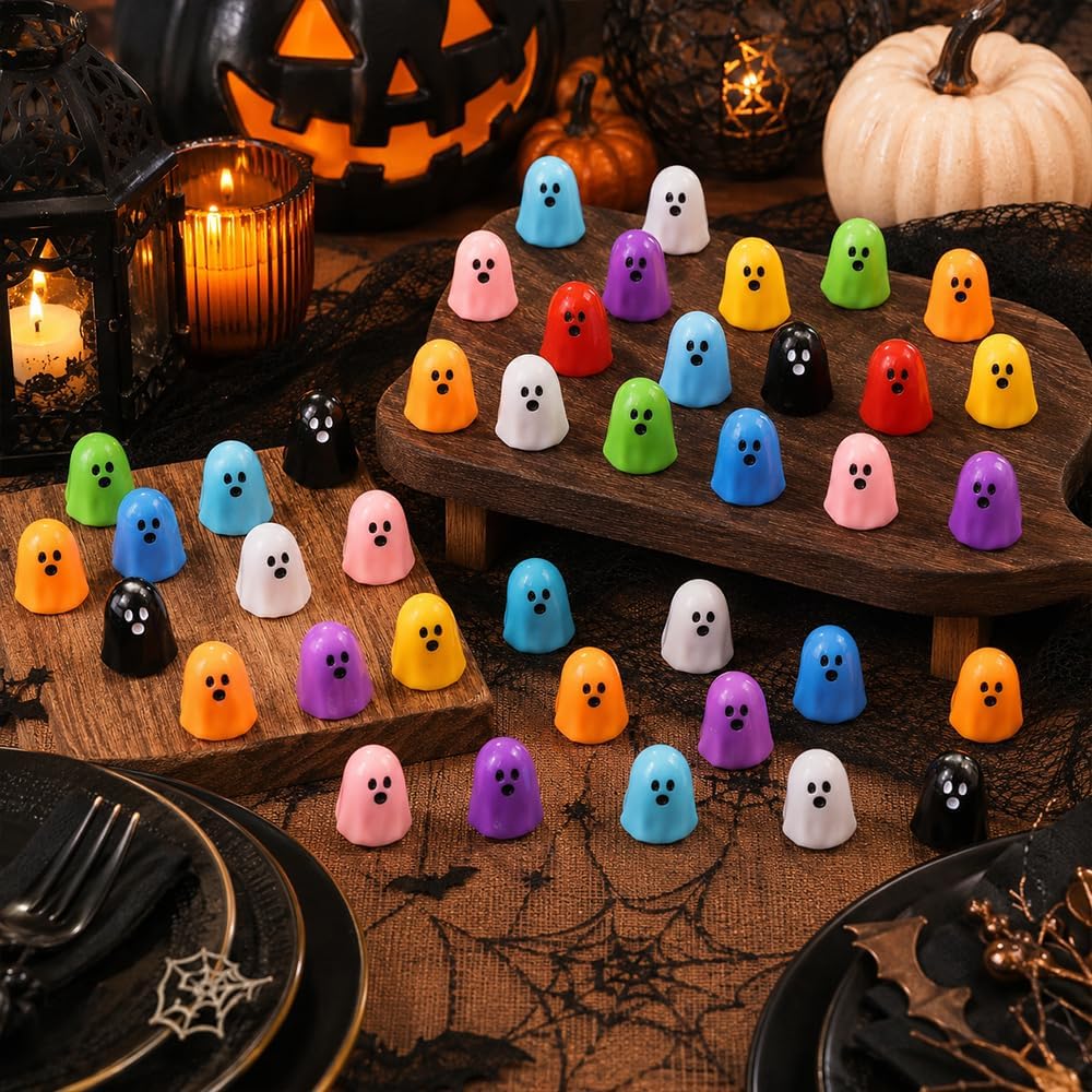 130PCS Mini Halloween Resin Ghost Tiny Halloween Plastic Ghost Figures — image 1
