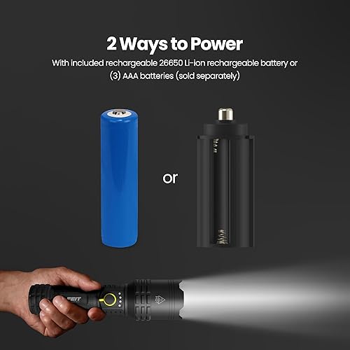 Miniatura 7 de Linterna Feit Electric Flex Power, 2500 lúmenes, recargable y compatible con batería AA, aluminio de grado aeronáutico, carga rápida USB-C, bisel de