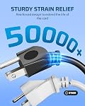 DEWENWILS paquet de 10 1 Cordon d'extension de pied, 16 AWG SJTW Câble d'alimentation résistant aux intempéries pour usage intérieur, 3 Prises de courant à la terre, NEMA 5-15P à NEMA 5-15R, Noël, Noir, UL Inscrit