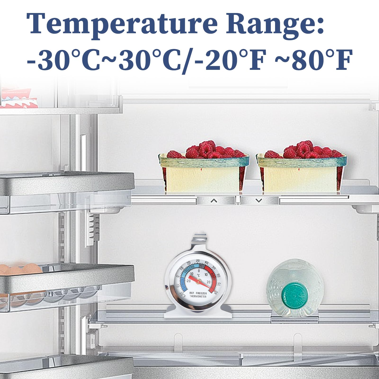 Thermomètre Congélateur Acier Inoxydable -30°C à 30°C / -20°F à 80°F