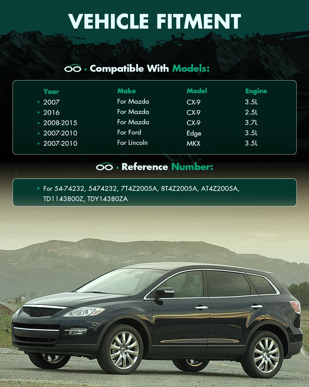 SCITOO Vacuum Power Brake Booster Compatible with Ford Edge 3.5L 2007-2010, For Lincoln MKX 3.5L 2007-2010, Replace 54-74232, without Master Cylinder