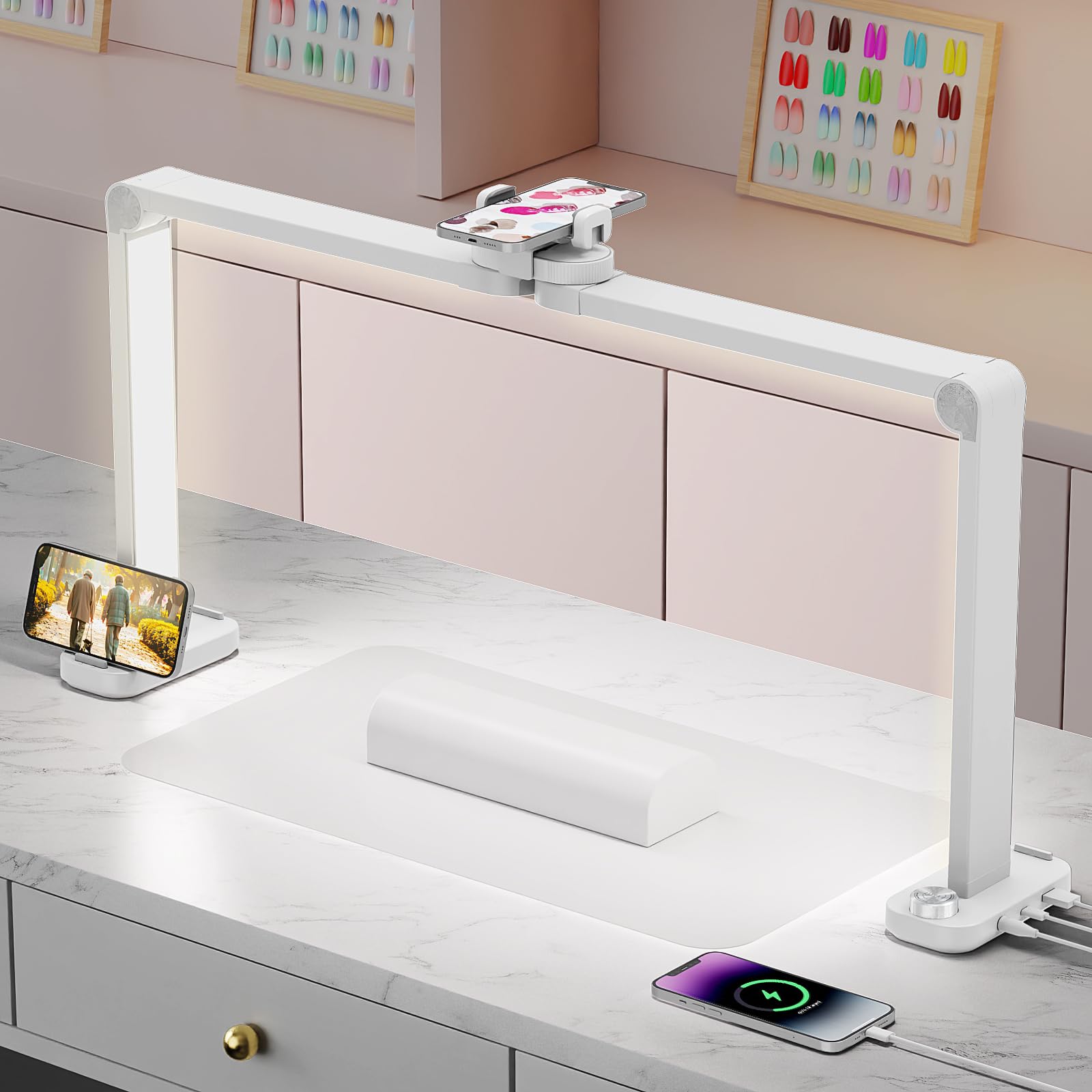Photo 1 of iVict Nail Desk Lamp, 34" Nails Tech Light with Phone Stand, 0-100% Adjustable Brightness, 3000K-6000K Color Temperature Led Desk lamp for Nail, Tattoos, Eyebrows, Beauty