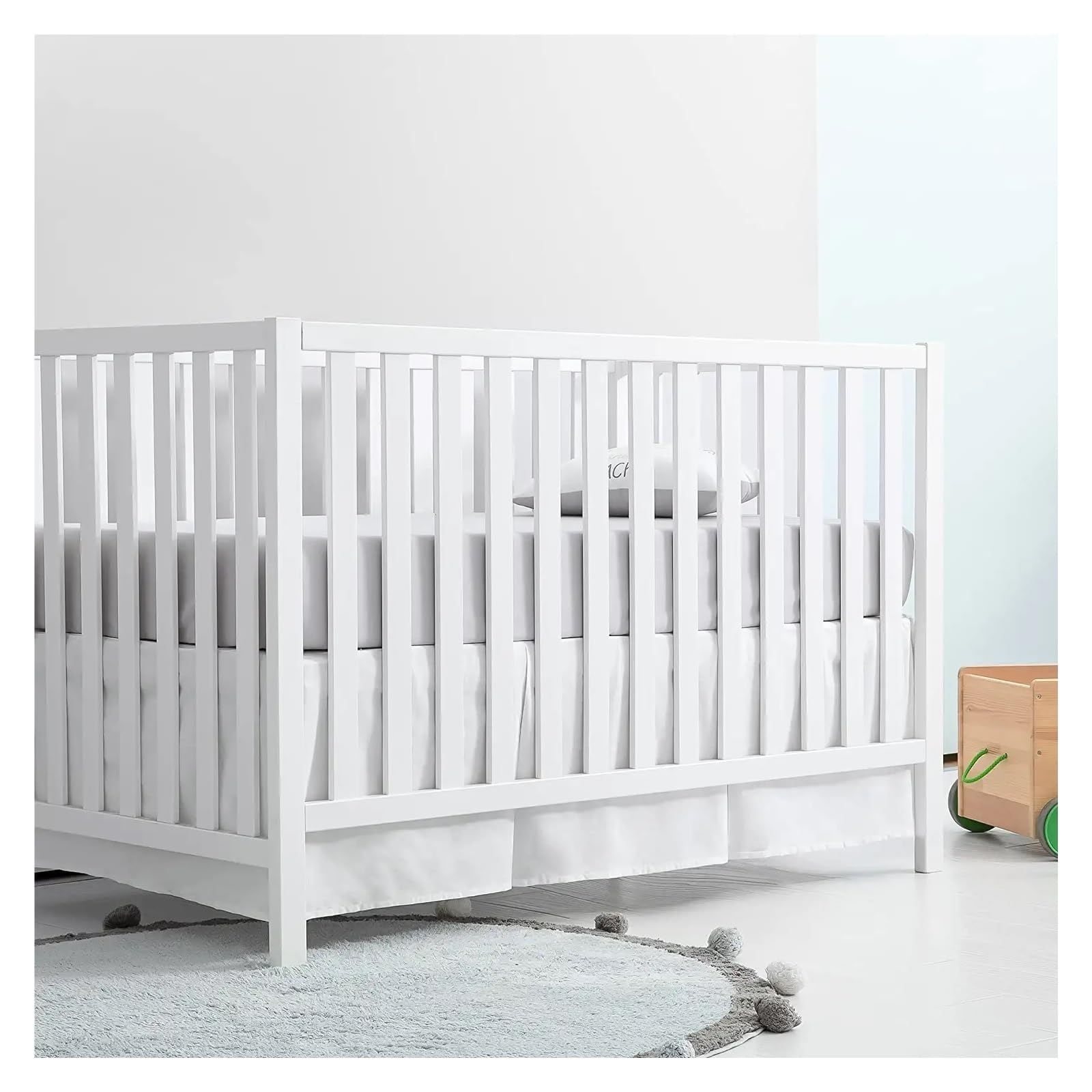 Jupe de lit Jupe de lit de Berceau plissée Standard Ajouter des draps Blancs for bébé garçons Filles - literie de pépinière Enfant en Bas âge 14 Pouces de Haut (Color : Wihte, Size : 70x 140 x 36 cm