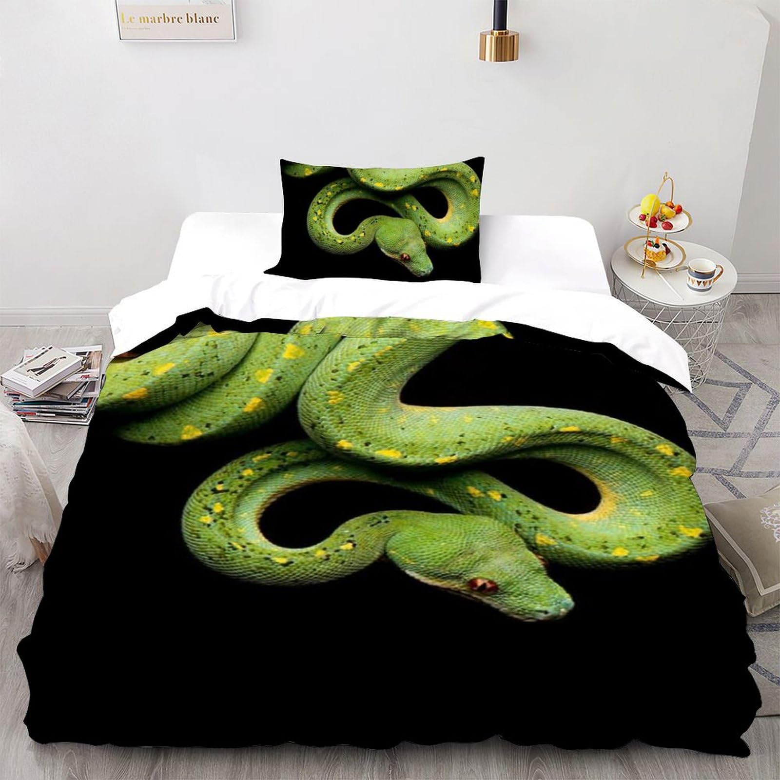 Housse de couette serpent 135x200 microfibre pour lit une place