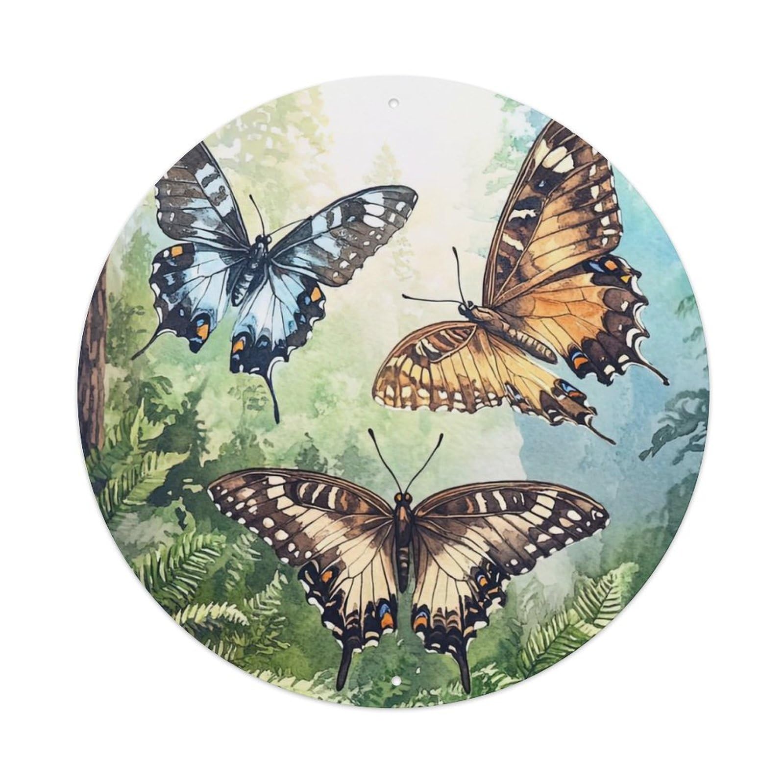 Animal Artwork Three Butterflies in The Forest Metal Tin Sign