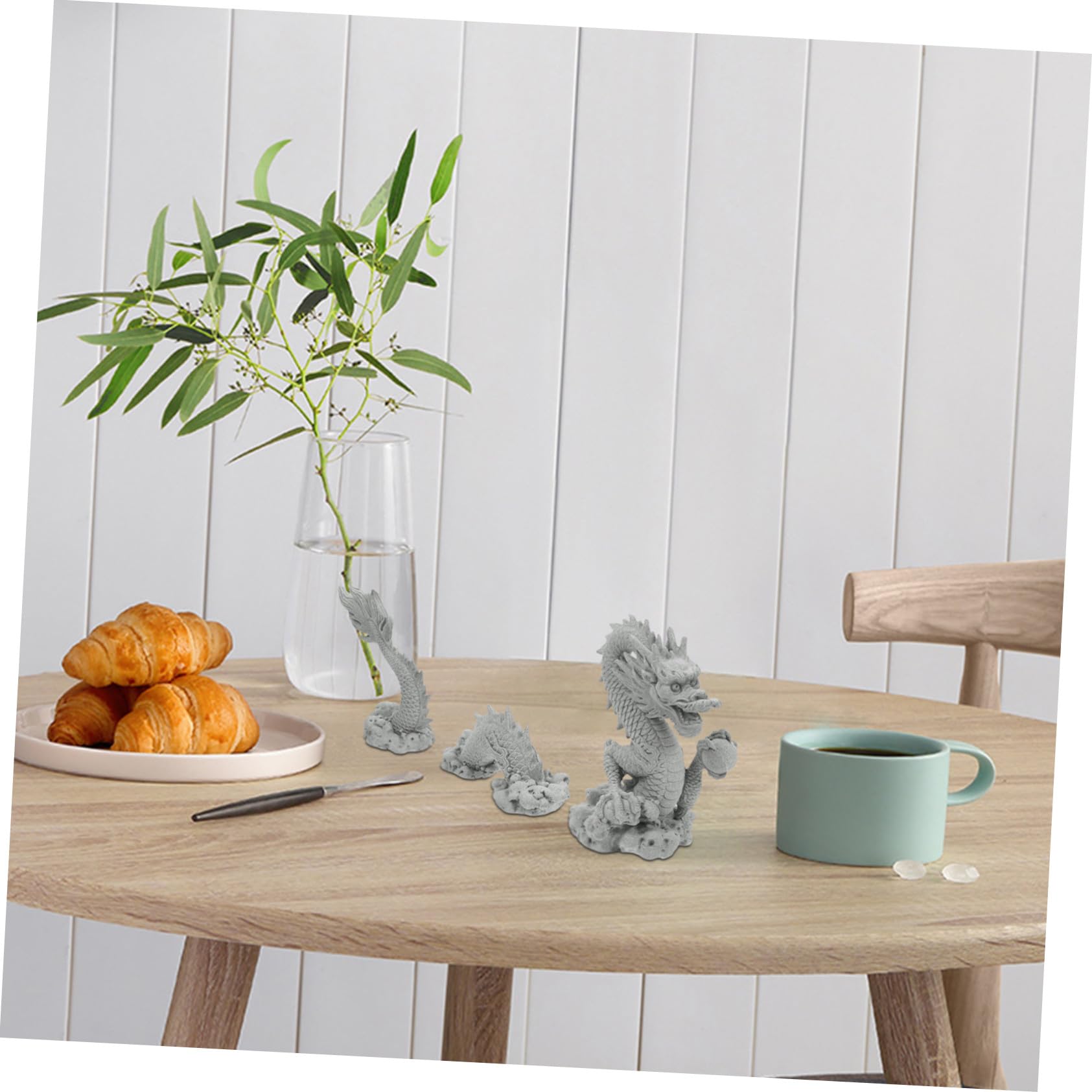 Cabilock Statue de Dragon Ornement Portable Légère en Pierre Bleue Détails Complexes Décoration D'aquarium ou Jardin pour Bureau ou Espace Extérieur